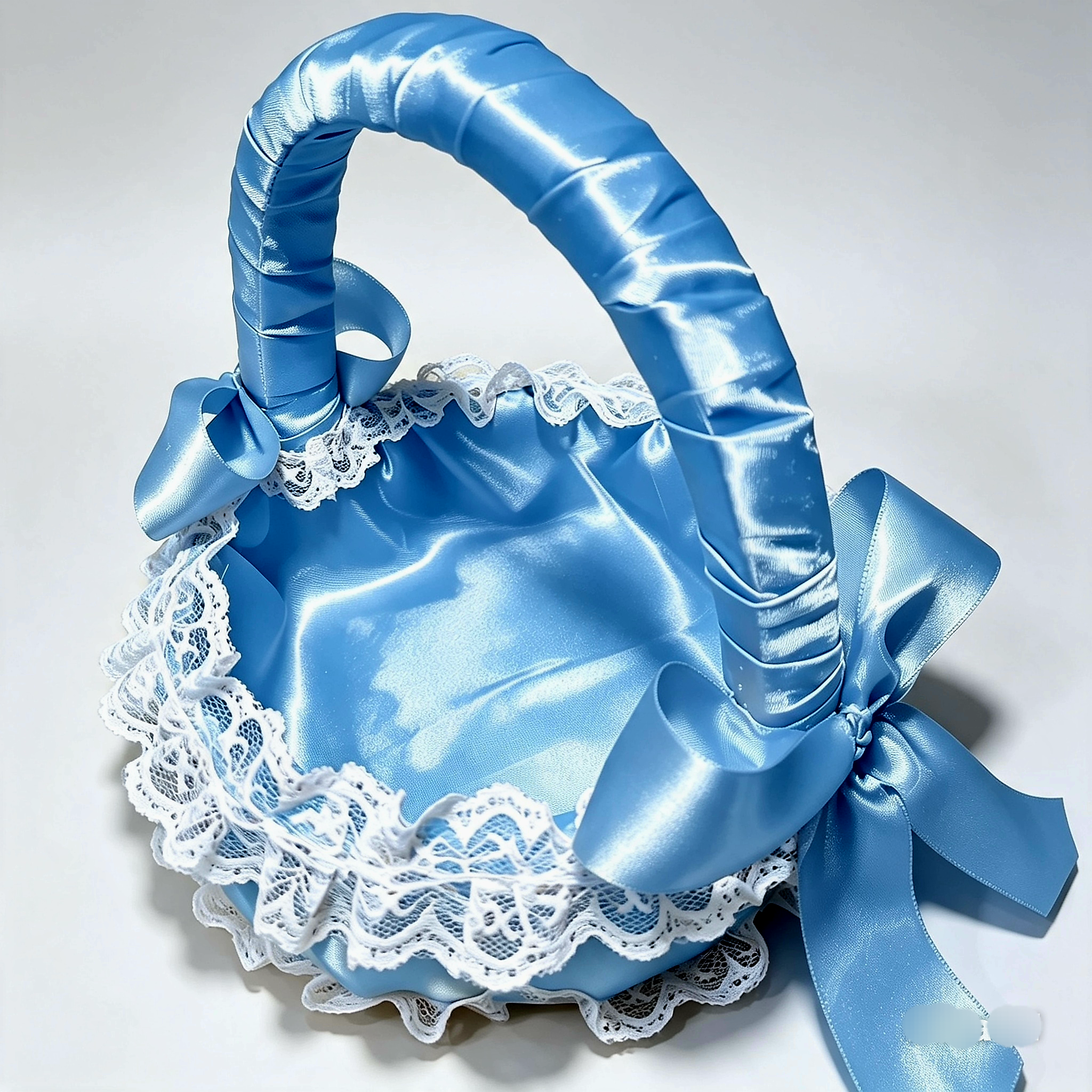 Cesta de Florista Azul Serenity em Cetim de Luxo