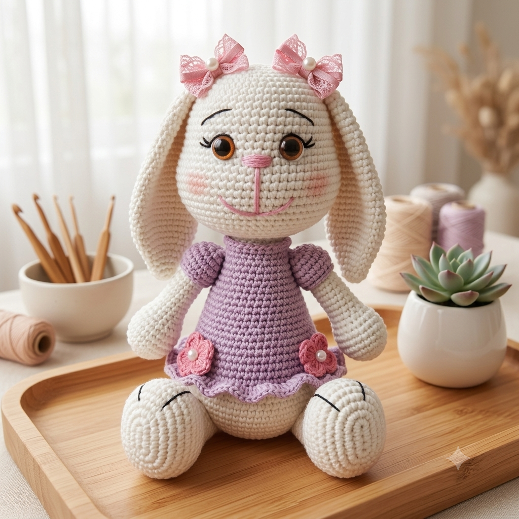 Coelha Dete Amigurumi 30cm – Pronta Entrega