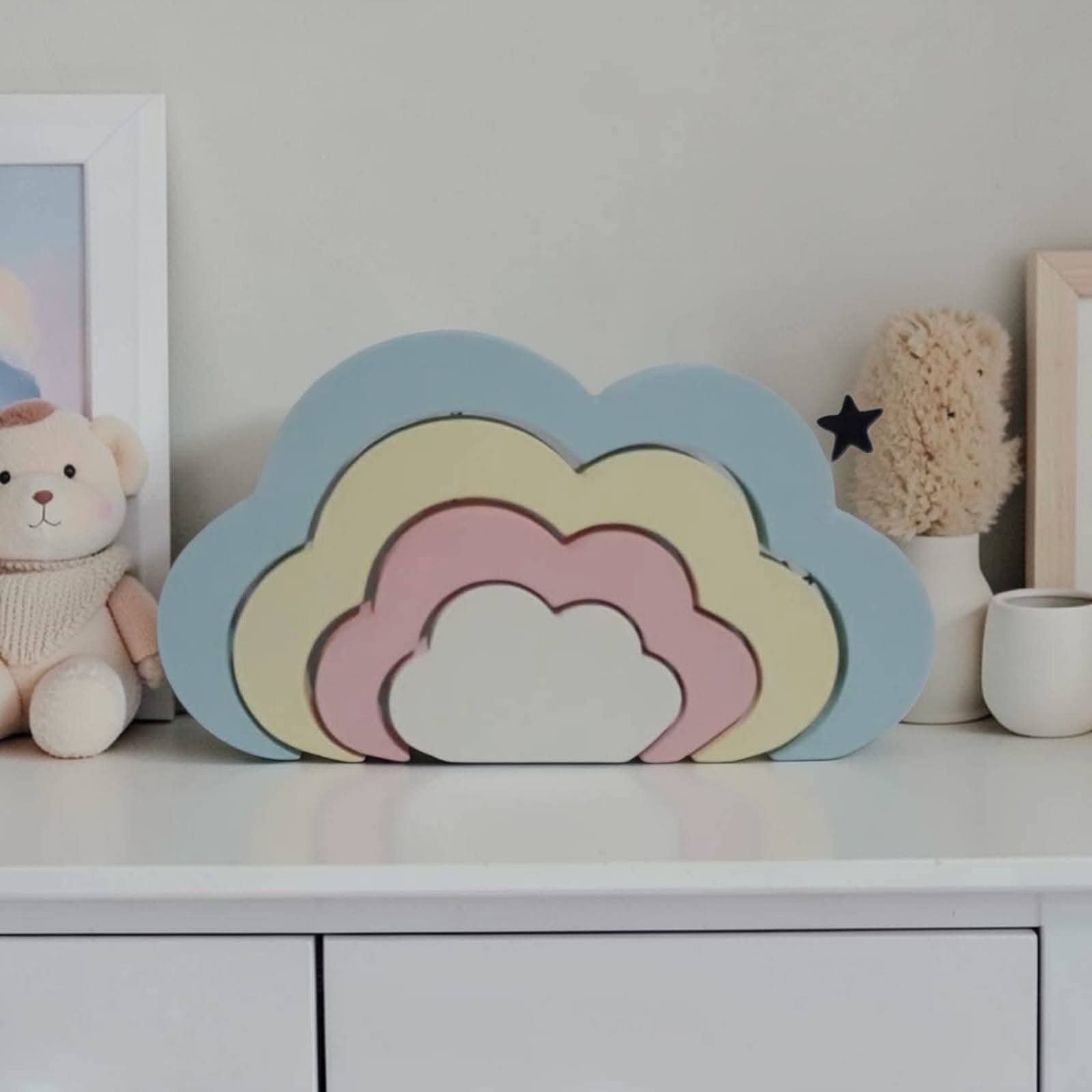 Arco iris de mdf formato de nuvem decoração de quarto infantil /