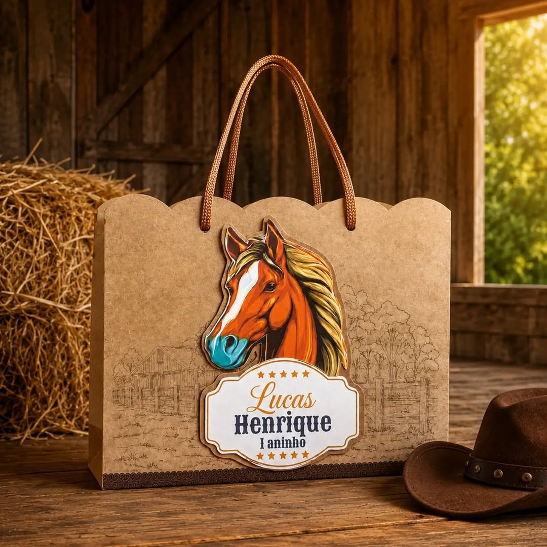 Sacolinha Personalizada Fazendinha com Cavalo