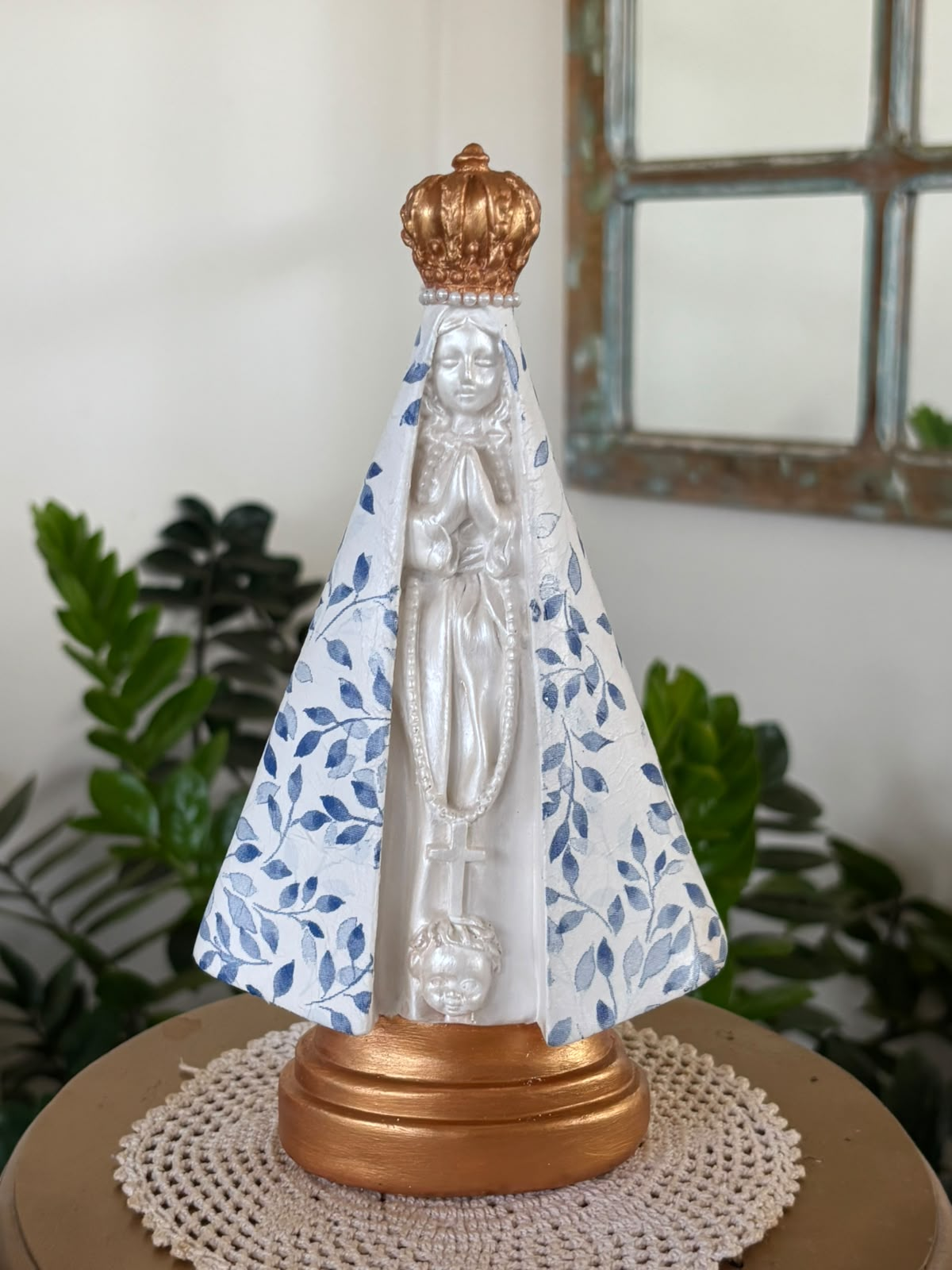 Imagem Nossa Senhora em decoupagem 21cm, com várias estampas!
