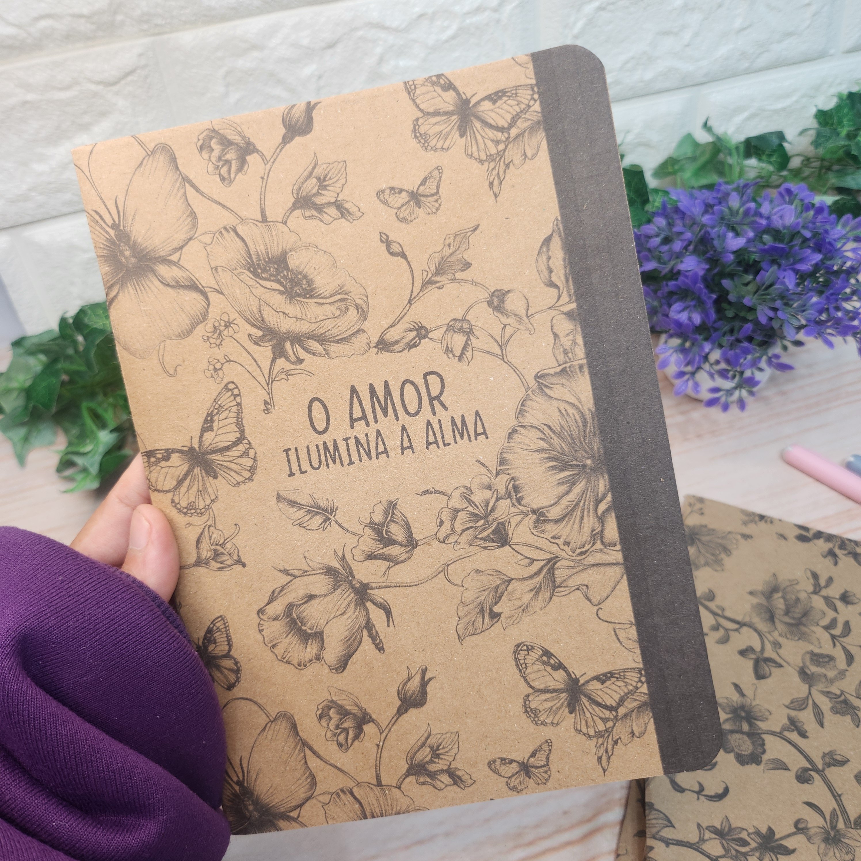 Caderno Midori Kraft Floral Kit 4 unidades l A5 Midori l Anotaçõe