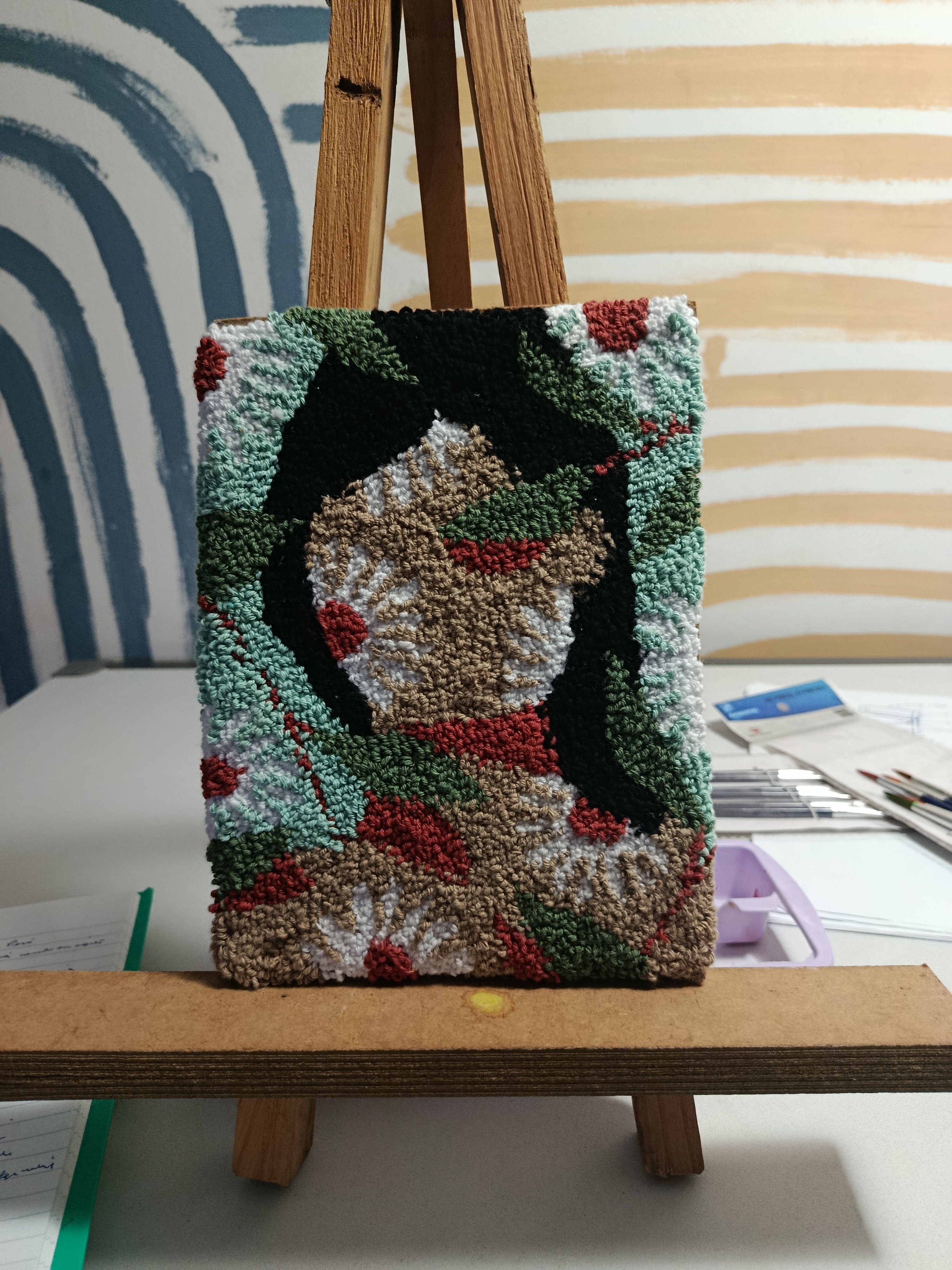 Quadro margaridas em punch needle
