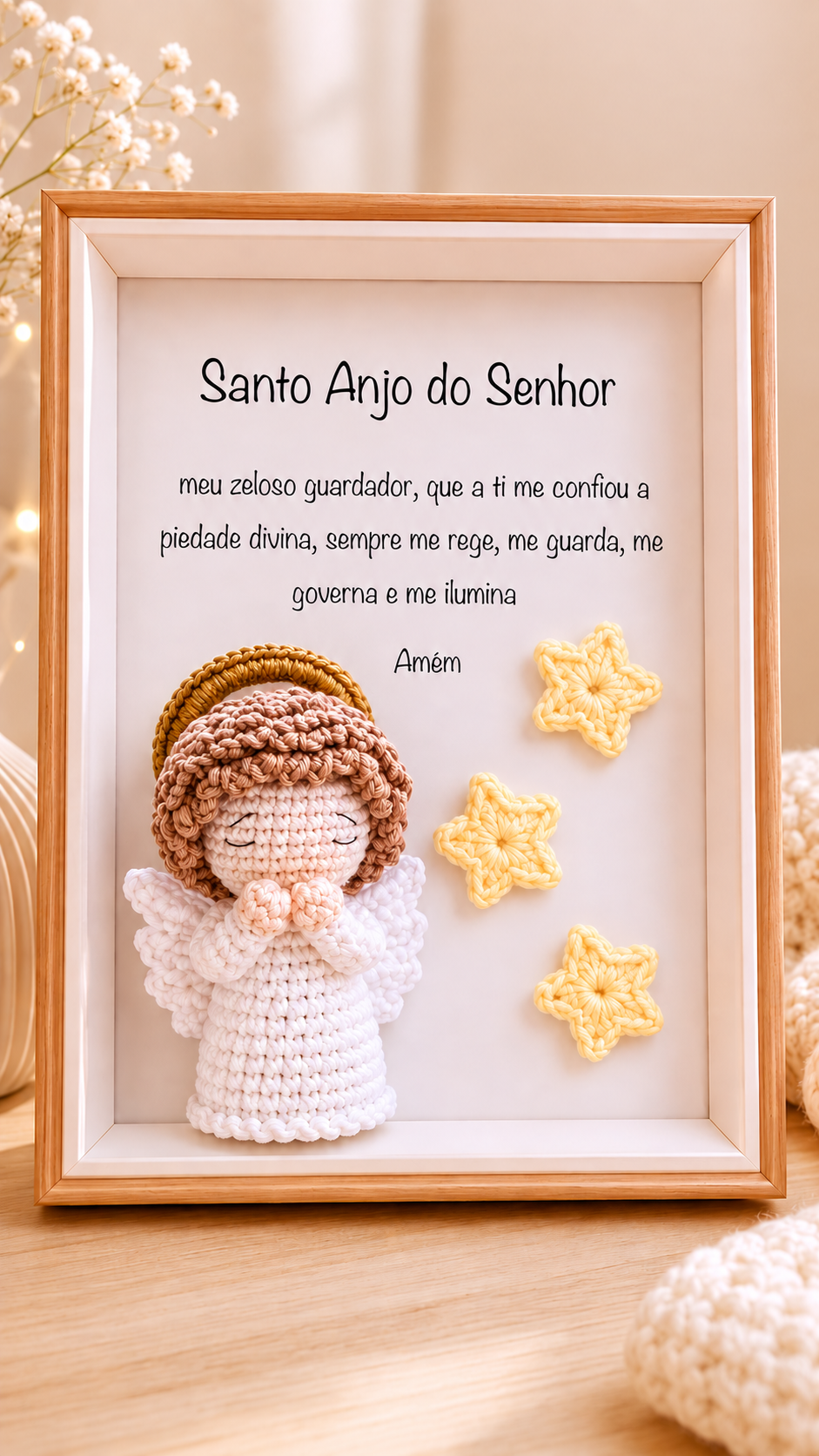 Quadro Santo Anjo Amigurumi