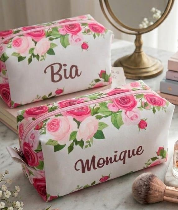 Nécessaire floral com nome