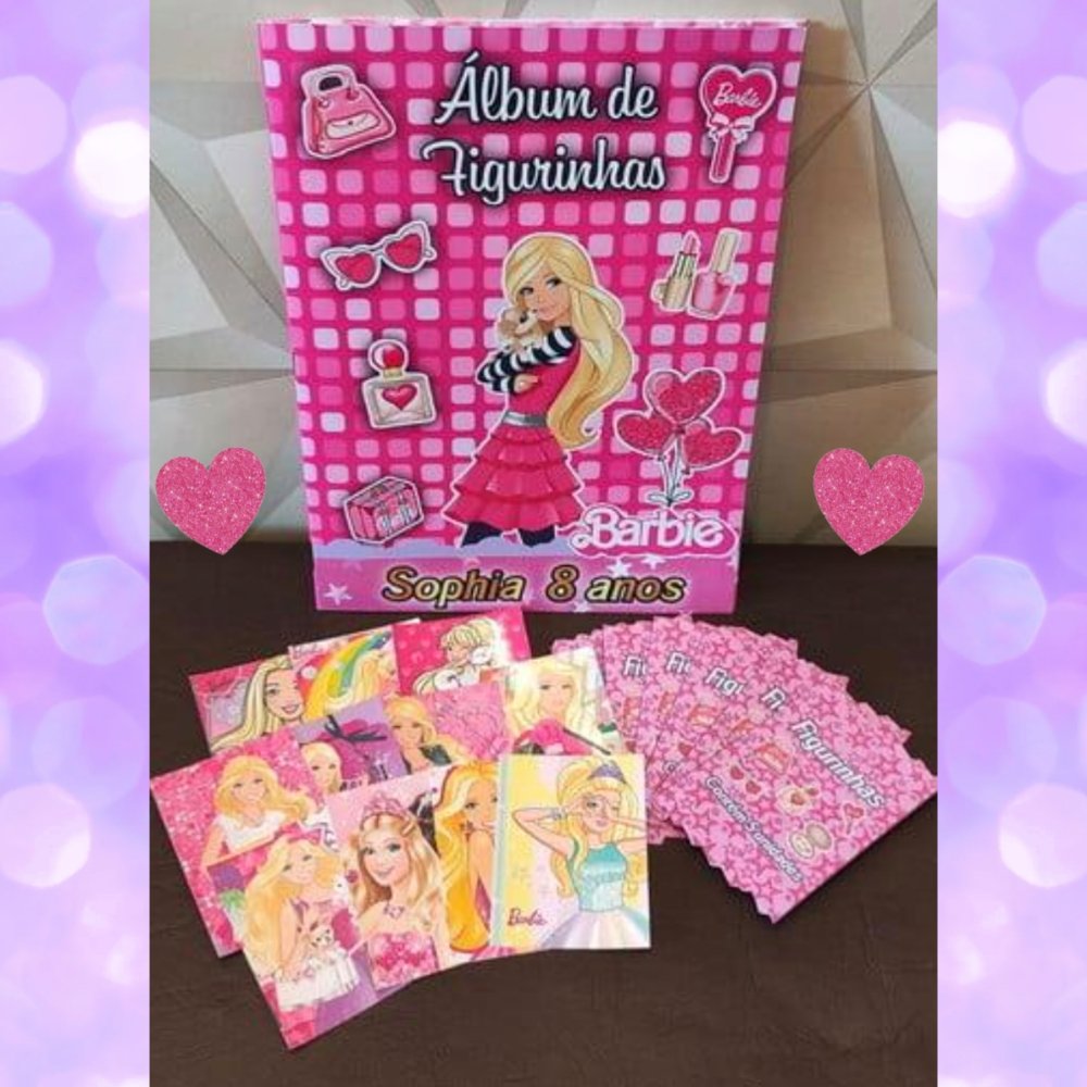 Álbum de Figurinhas Barbie fazemos qlq. tema- lembrancinhas.