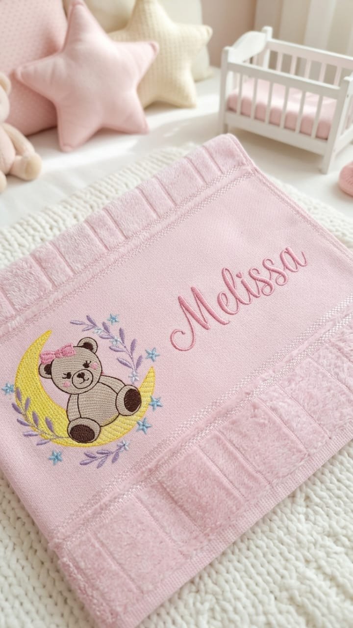 Toalha Personalizado com nome Bordado | ursinha baby | Maternidad