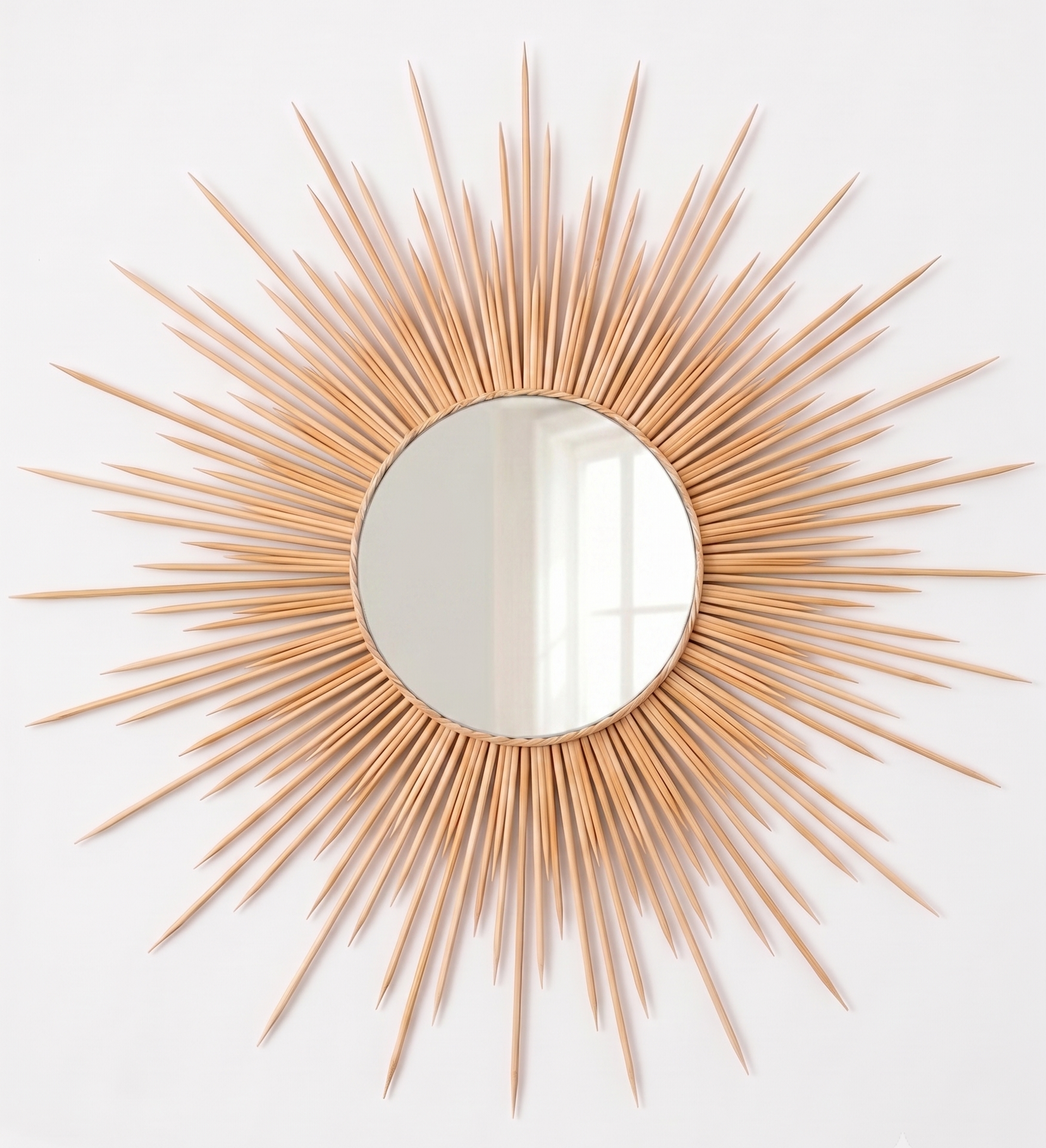Espelho Sol 70cm Madeira de Bambu com Sisal Natural
