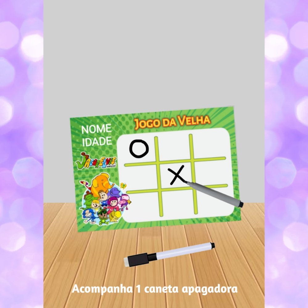 Jogo da Velha Jacarelvis fazemos Qualquer Tema- lembrancinhas.
