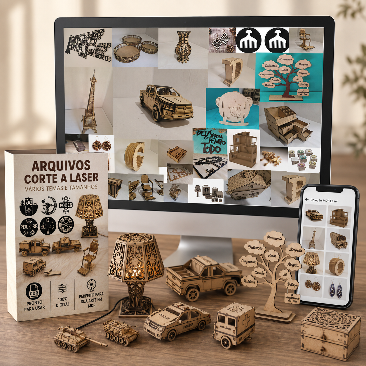 Pack 100 Vetores Corte a Laser Arquivo CDR Corel Draw MDF