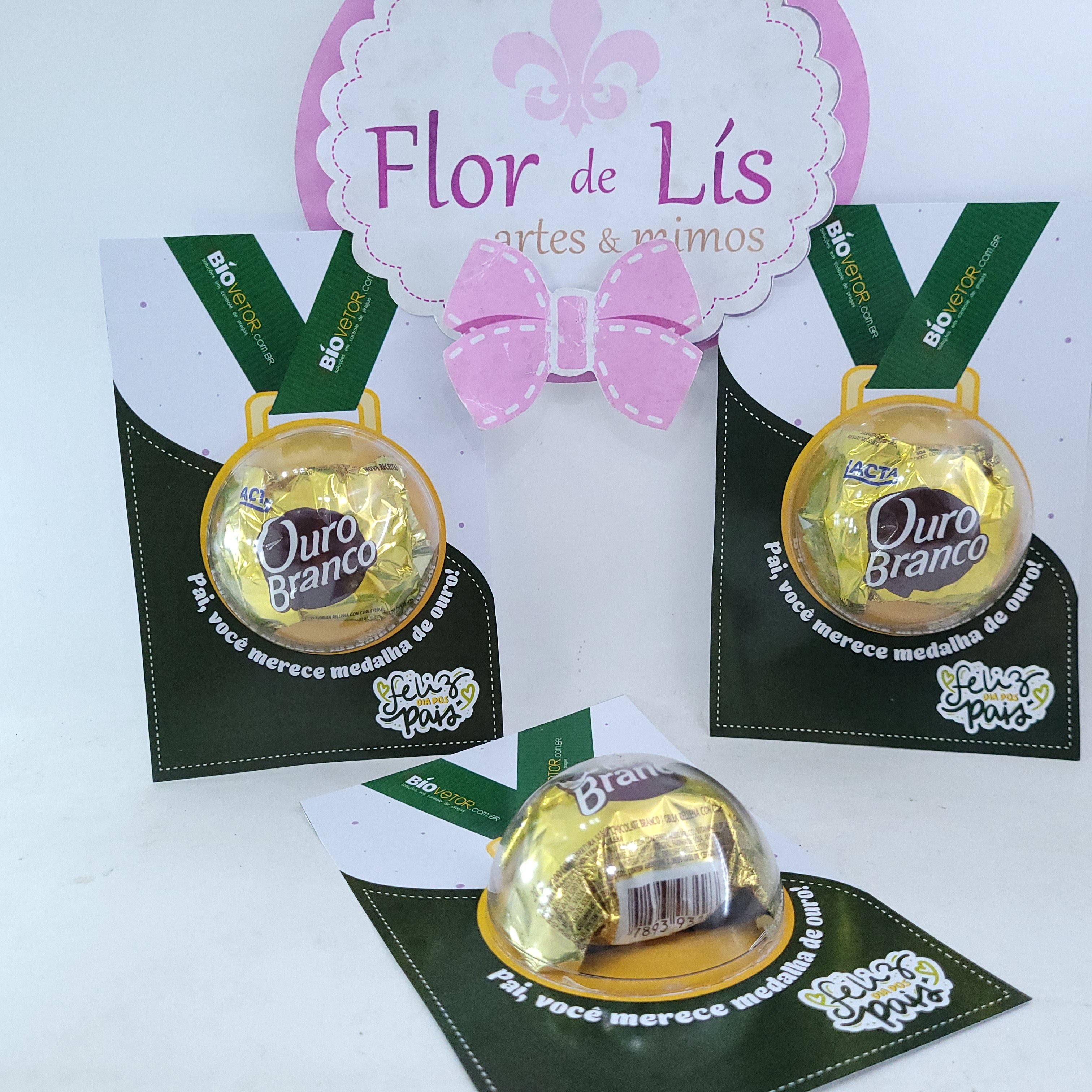 Card Dia dos Pais Medalha de Ouro com Bombom Presente Personaliza