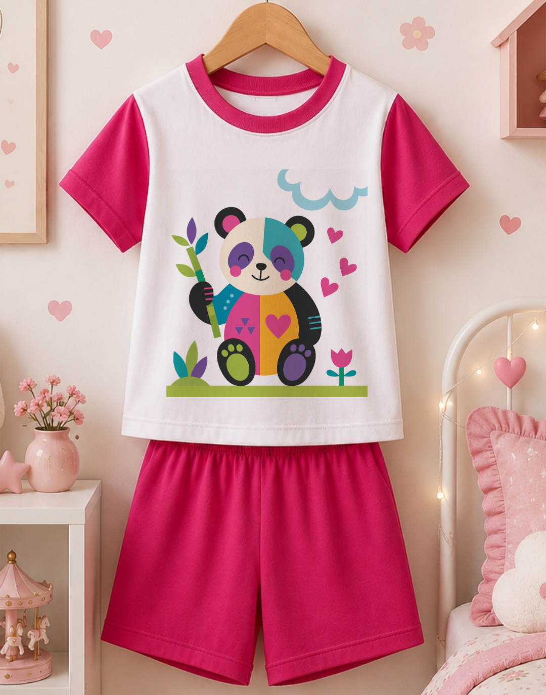 Pijama infantil ursinho panda personalizado para menina