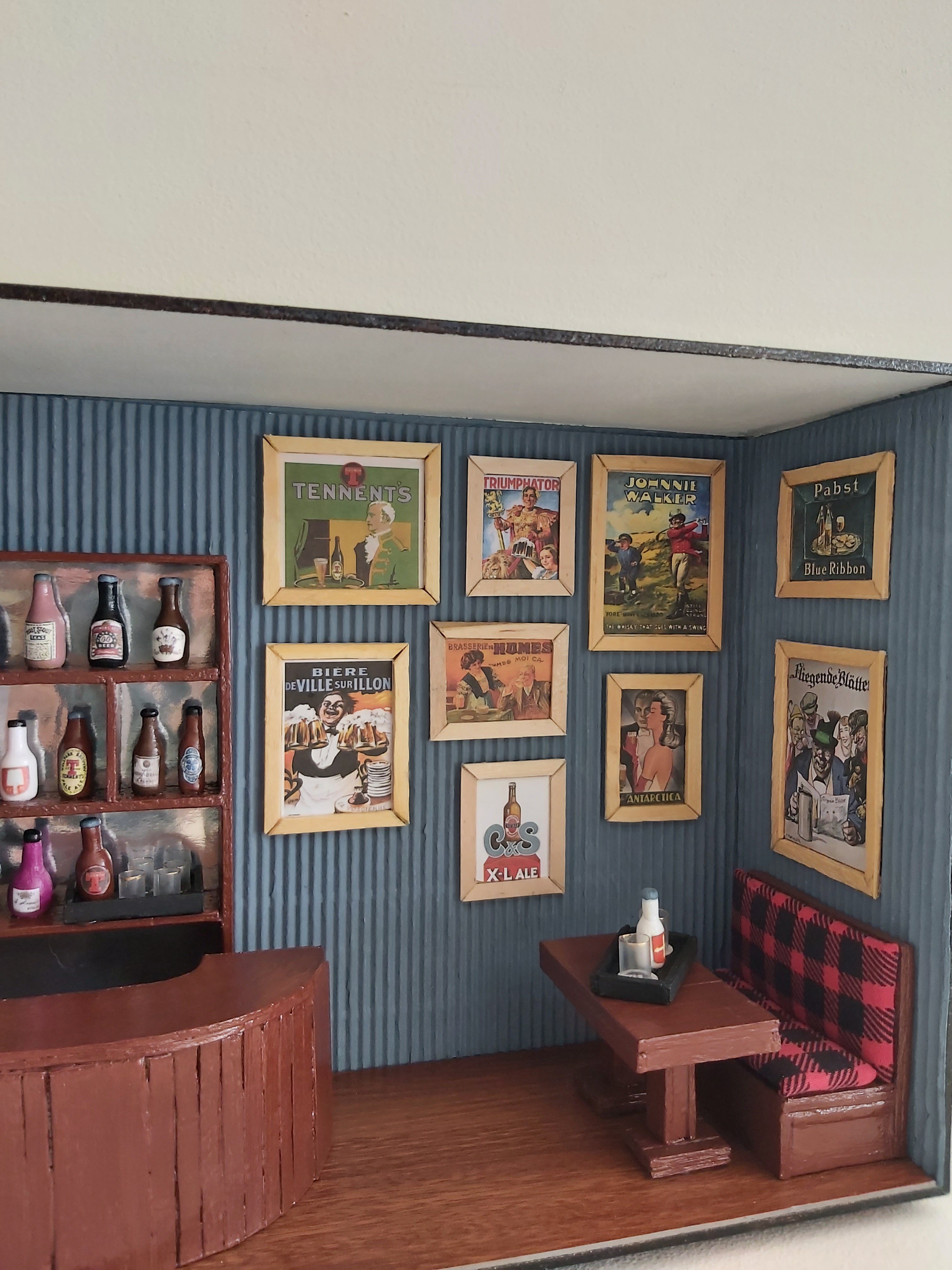 Quadro Miniatura Cenário Bar Pub Boteco Diorama Móveis Vintage