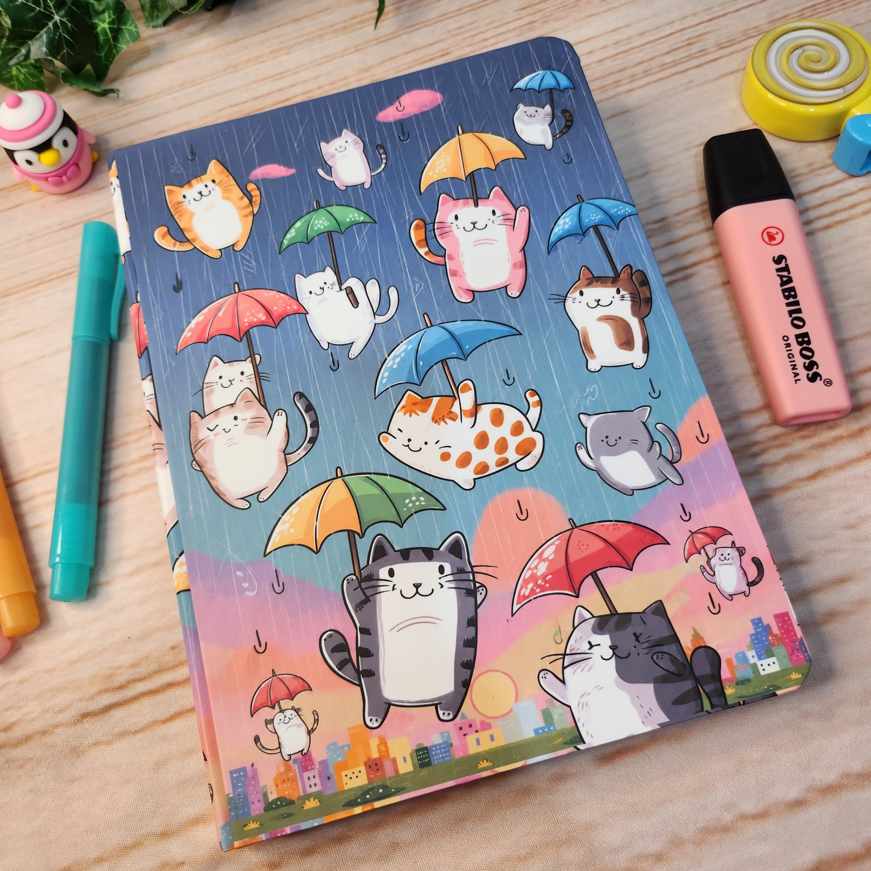 Caderno Sketchbook Chuva de Gatinhos A5 l journal l Desenho l Ano