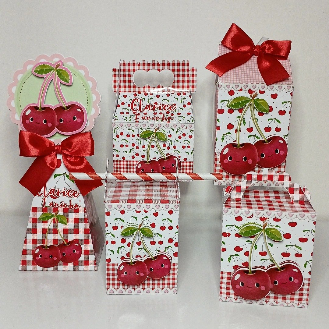 Kit Caixinhas Pegue e Monte  Personalizadas Cerejinha