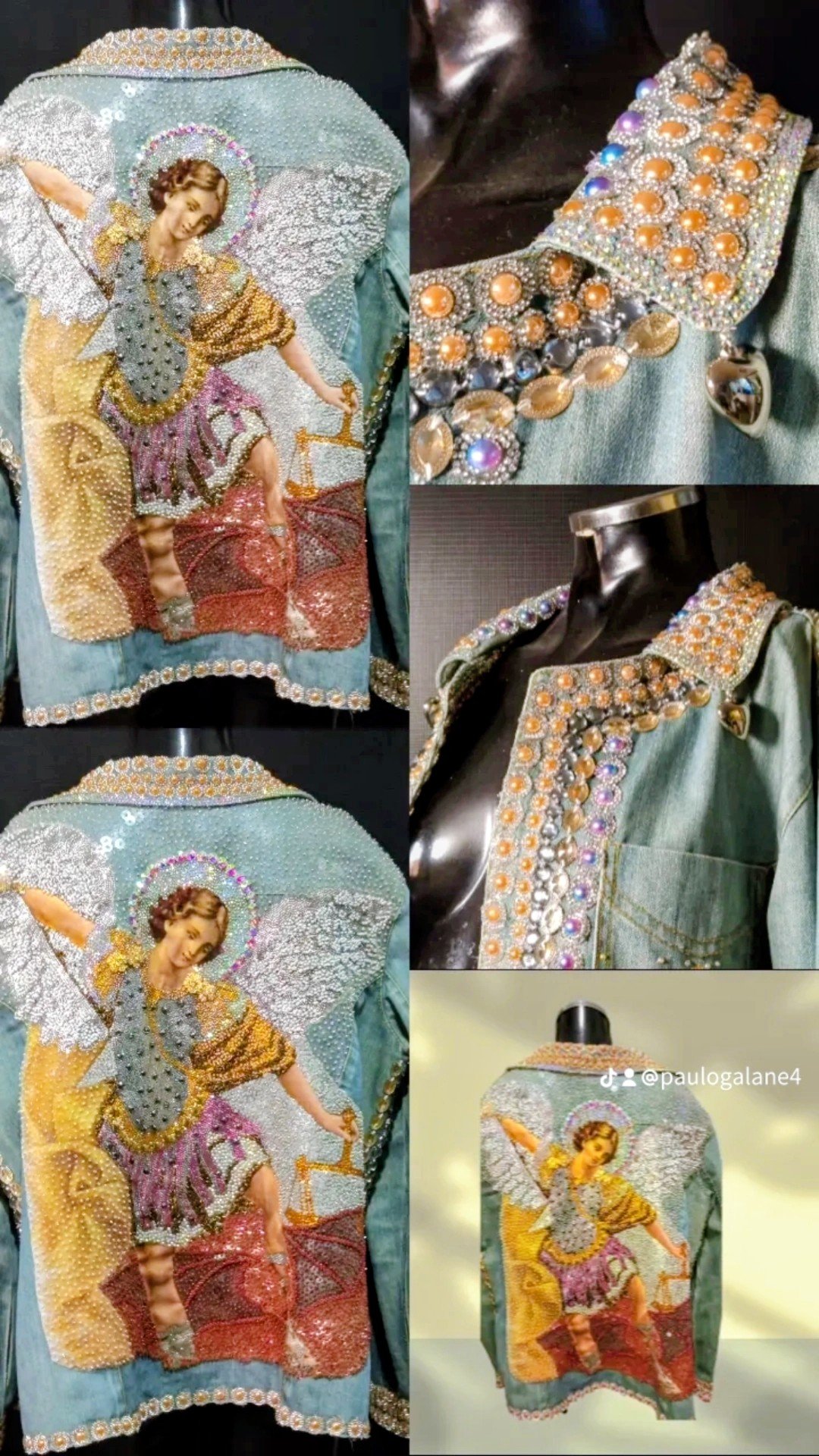 Jaqueta Jeans São Miguel Arcanjo Bordada Nas Costas