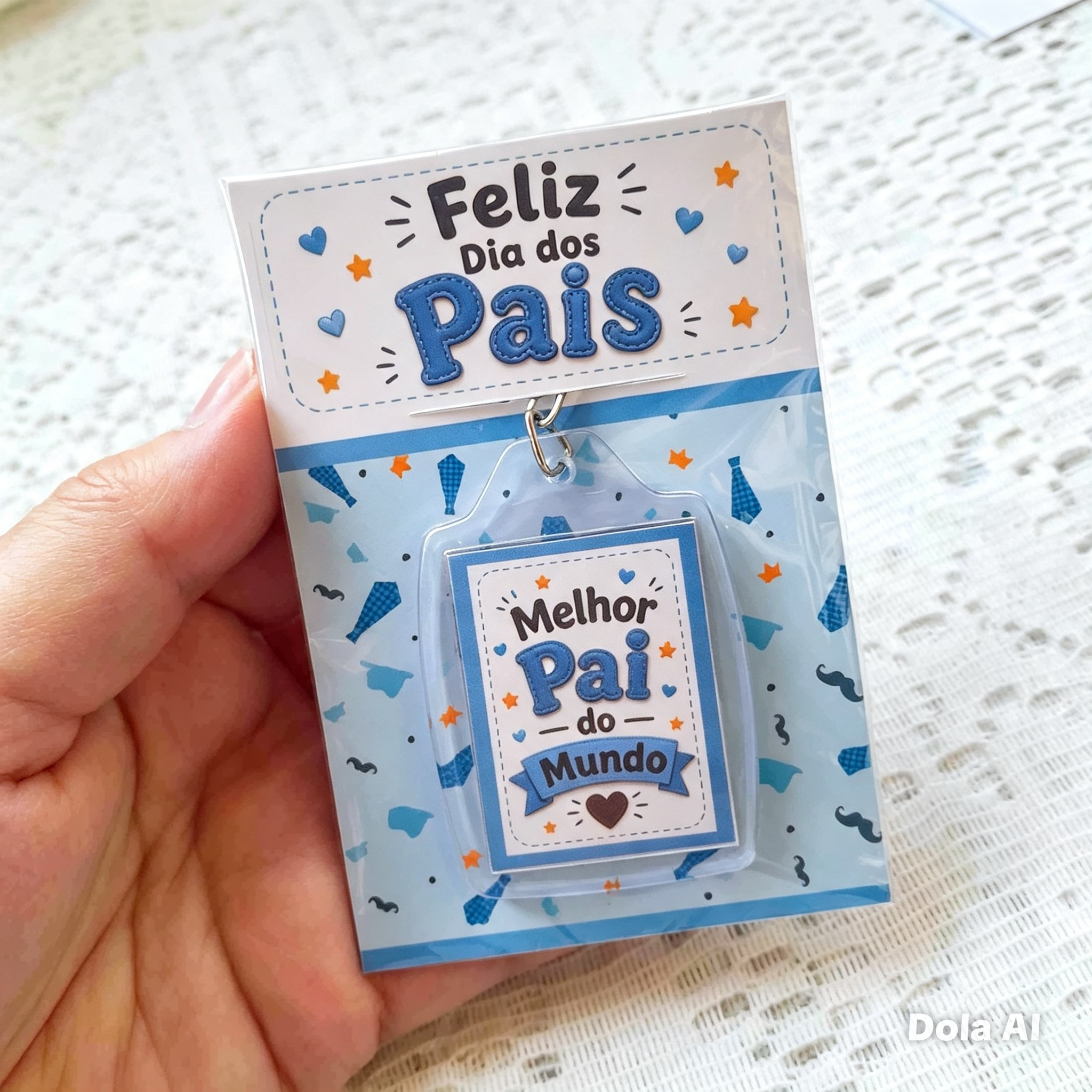 Chaveiro com cartão Dia dos Pais Brinde Escolas