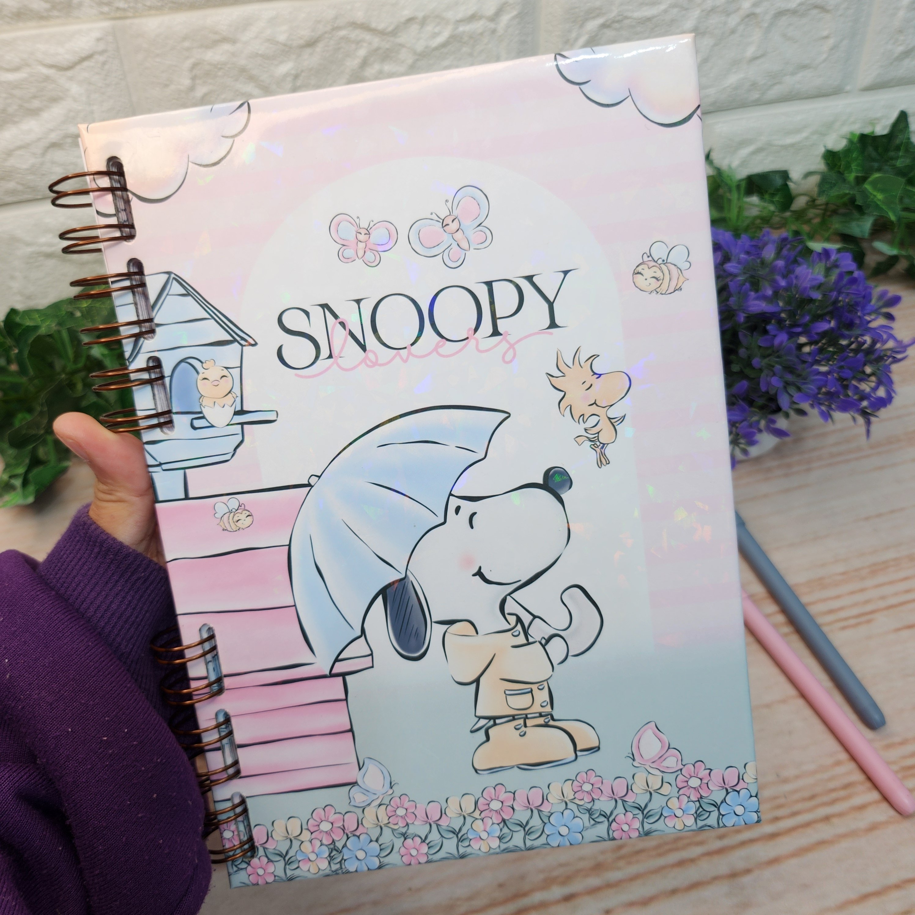 Caderno A5 Snoopy Aquarela Personalizado