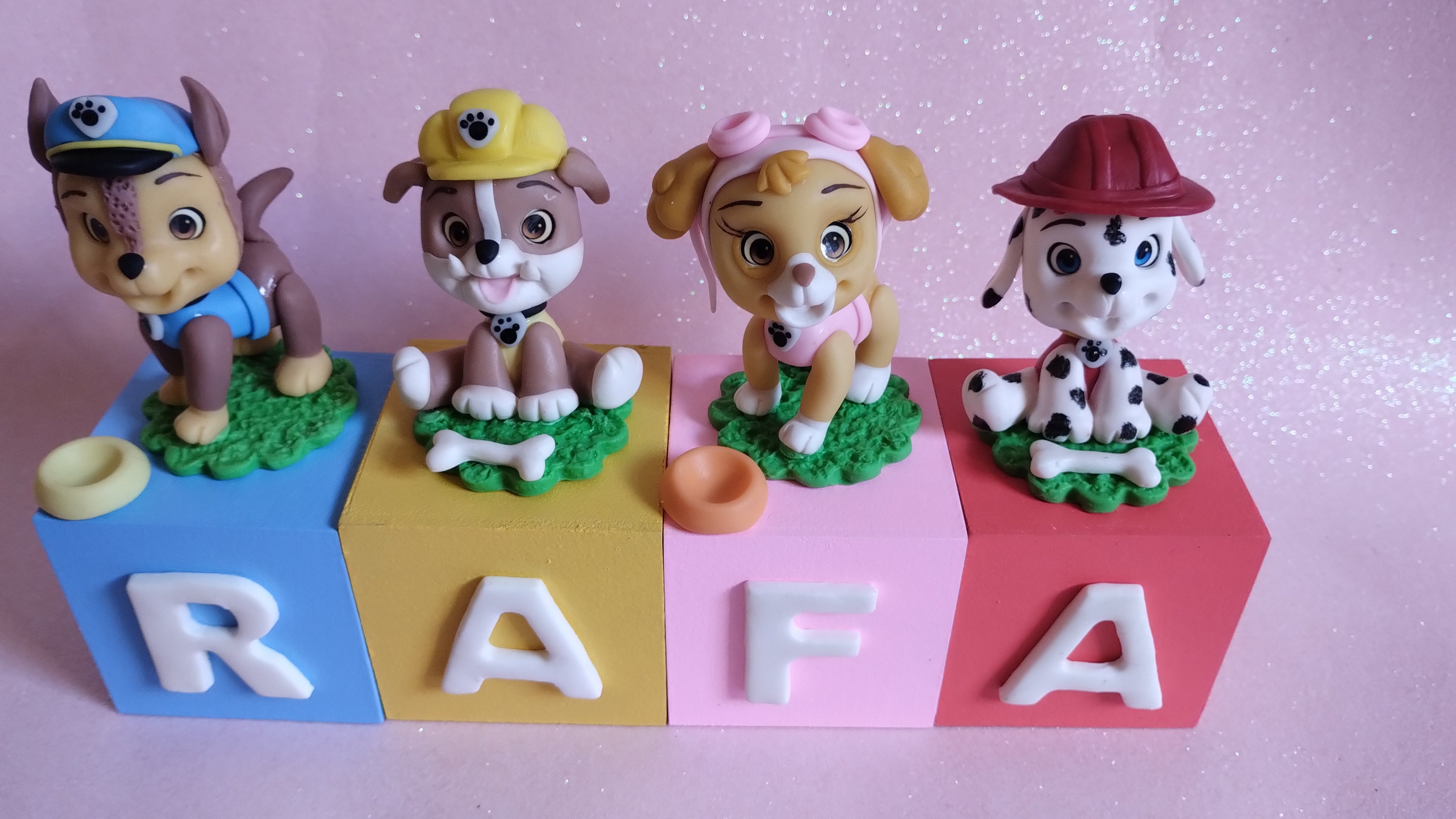 Cubo Decorativo Personalizado Patrulha Canina em Biscuit MDF
