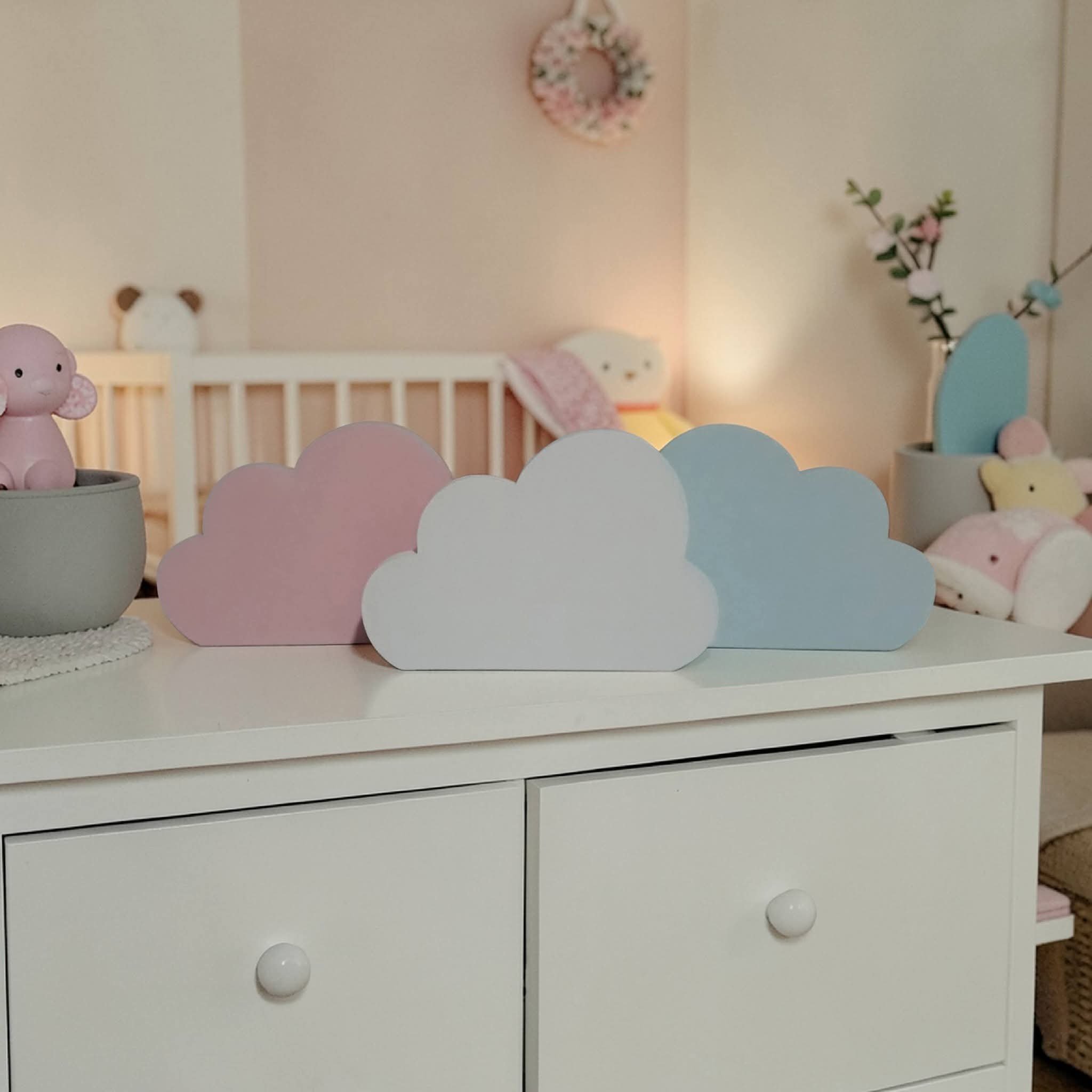 Nuvem de mdf decorativa/ decoração de festa e quarto infantil enf