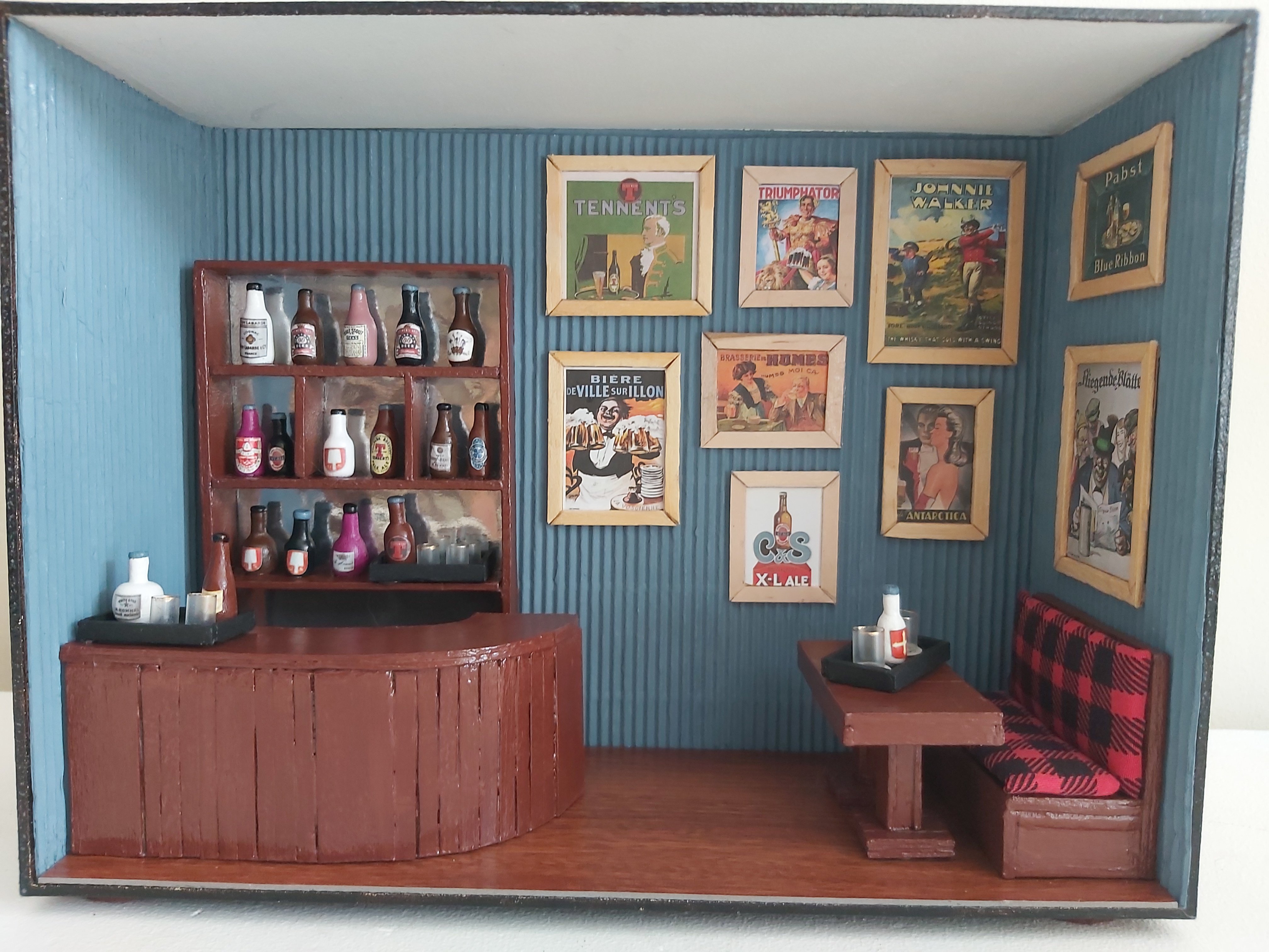 Quadro Miniatura Cenário Bar Pub Boteco Diorama Móveis Vintage