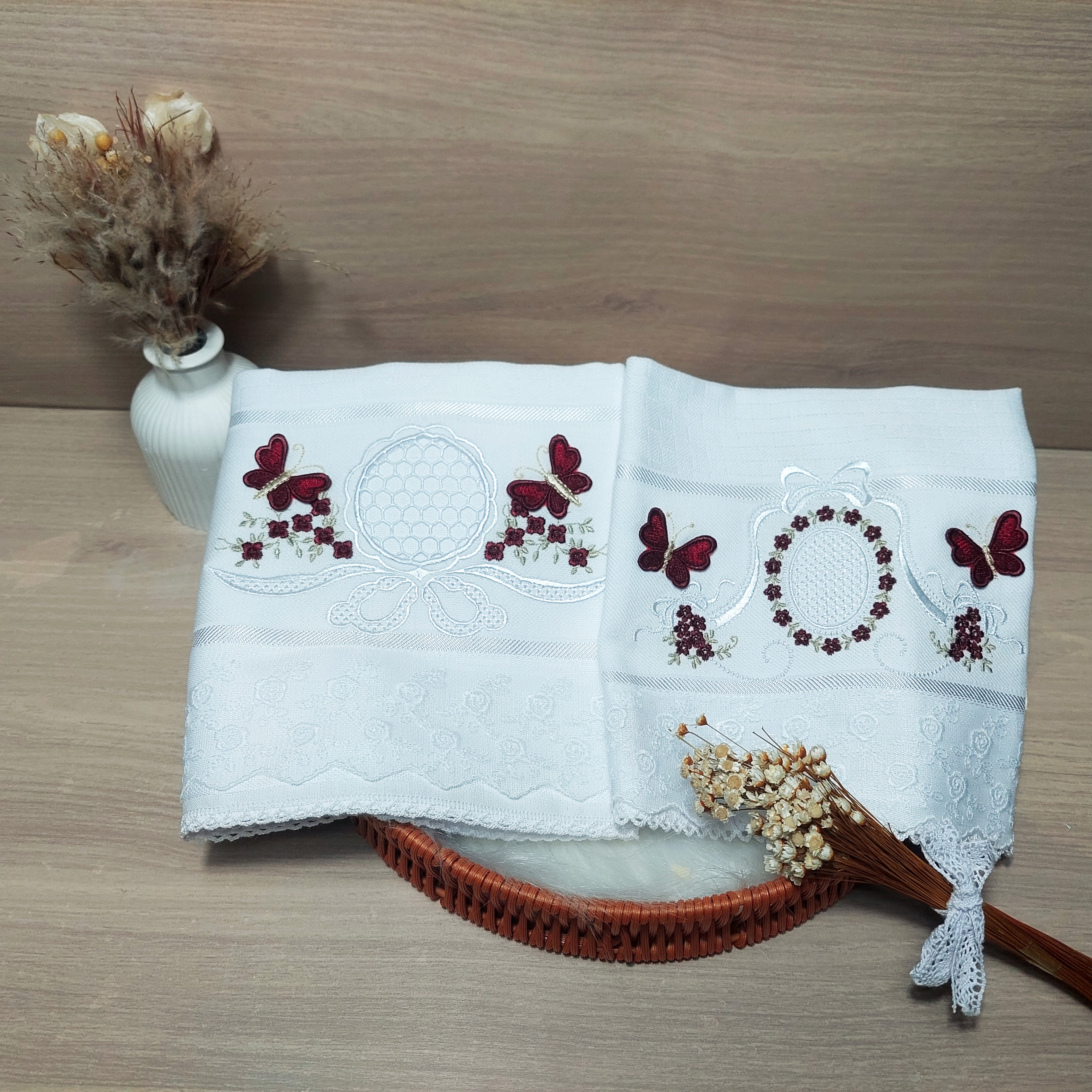Kit Fralda personalizado floral richelieu bordô
