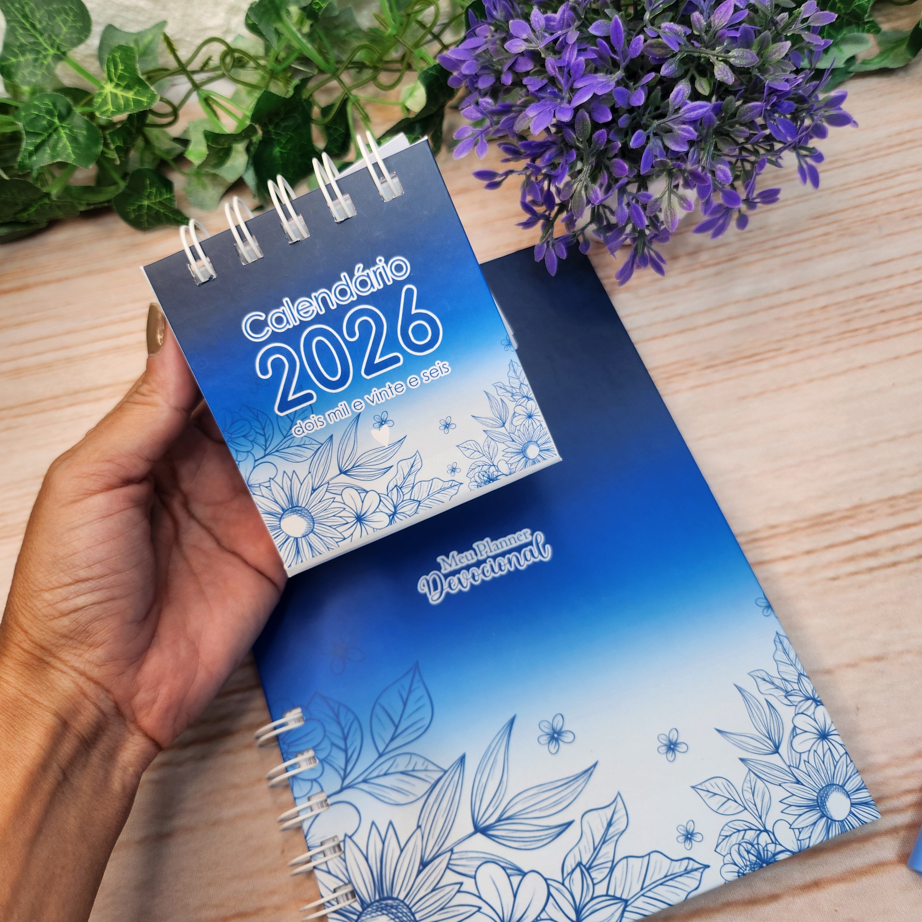 Caderno Devocional Gratidão Azul Personalizado