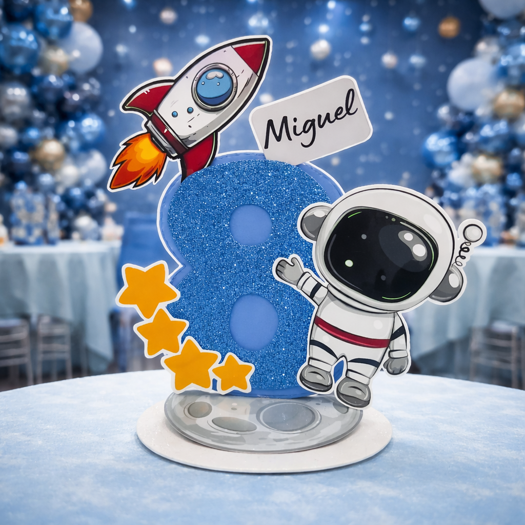 Centro de Mesa Astronauta Personalizado em EVA com Número | Fazem