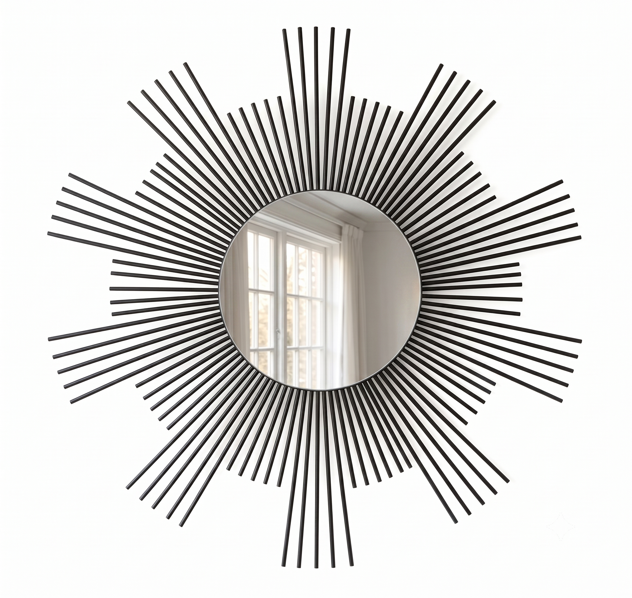 Espelho Sol Redondo Madeira de Bambu 80cm Boho Chic