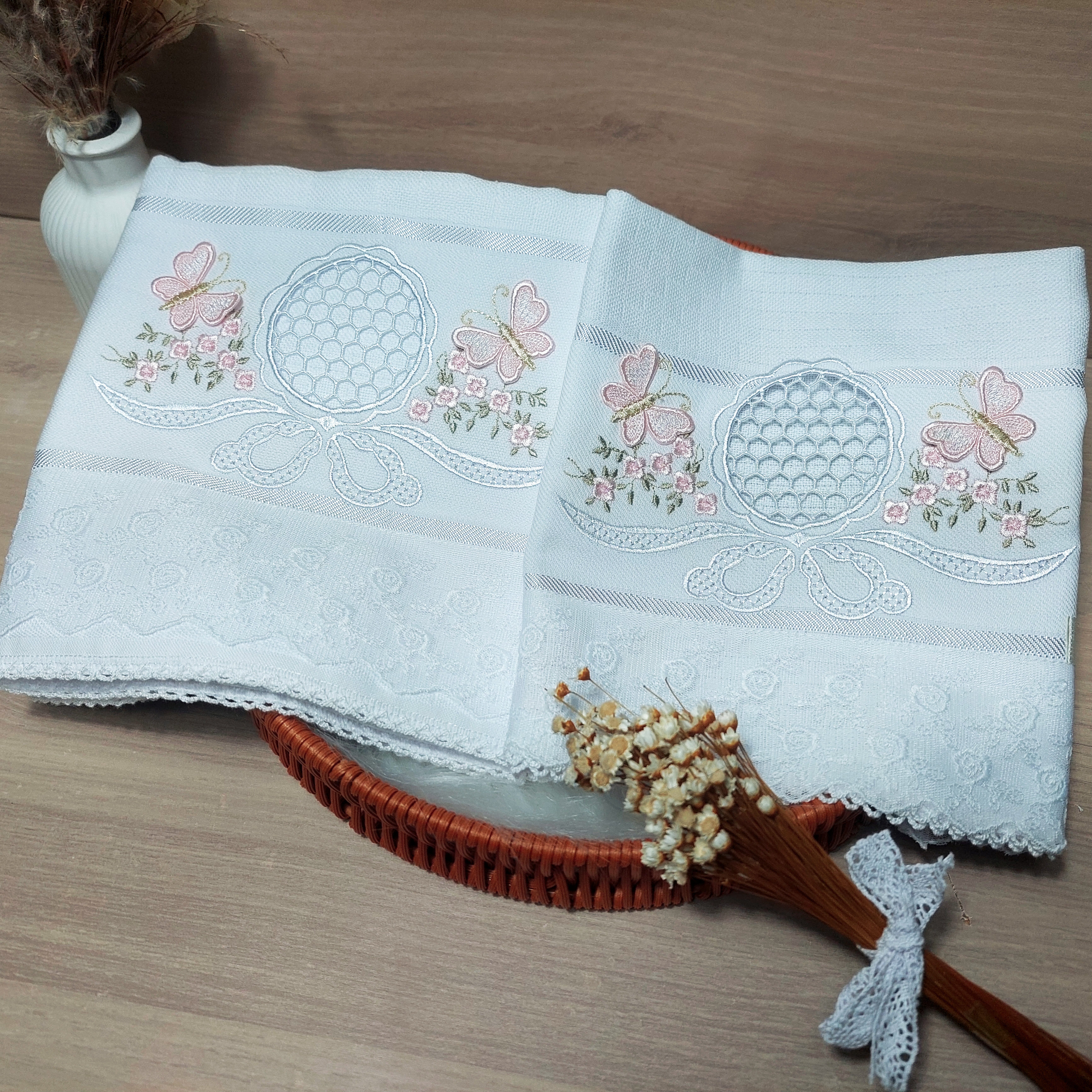 Kit Fralda personalizado floral richelieu rosa bebê