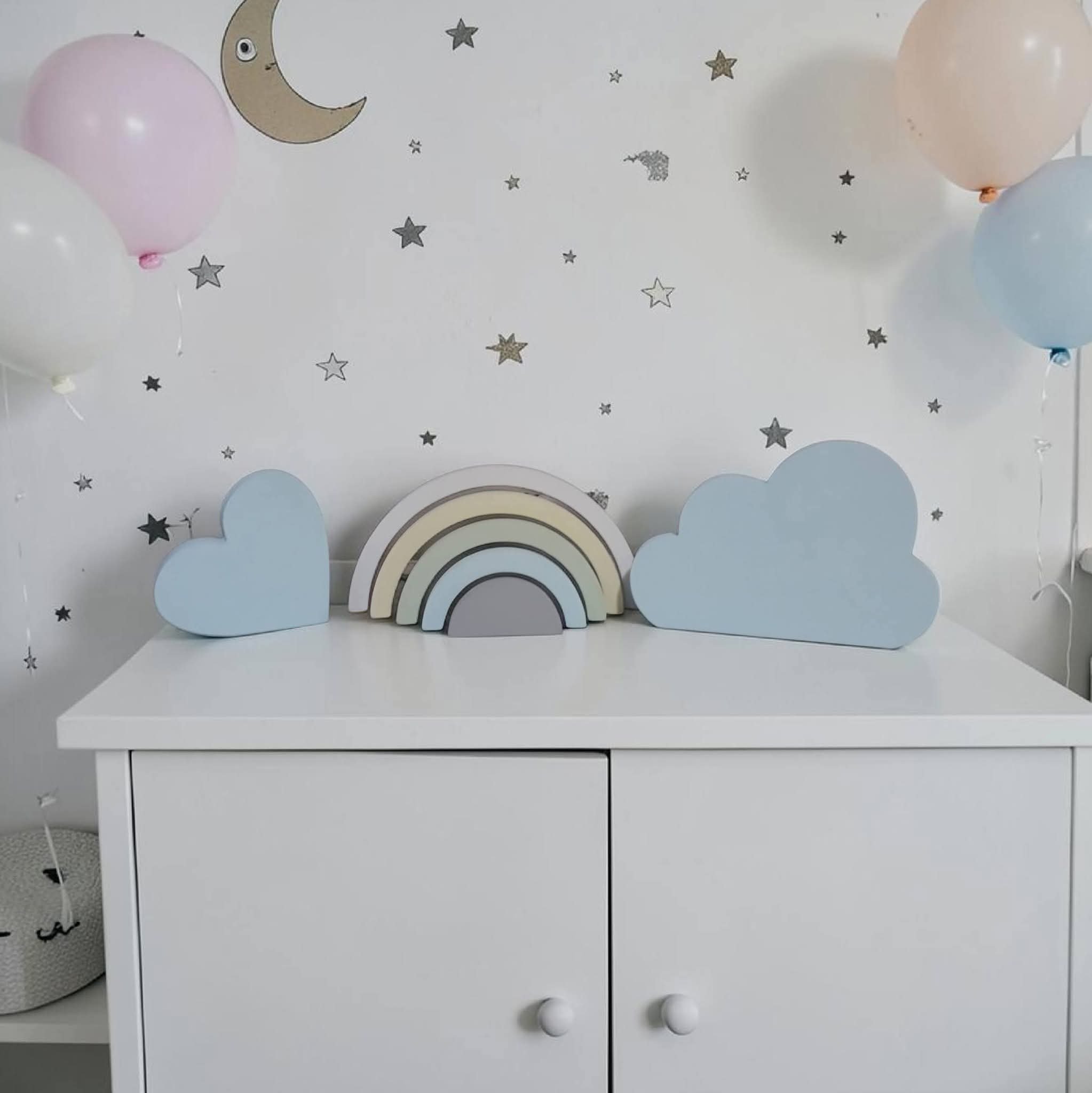 Kit decoração em mdf Arco íris, nuvem e coraçao, enfeite de mdf a