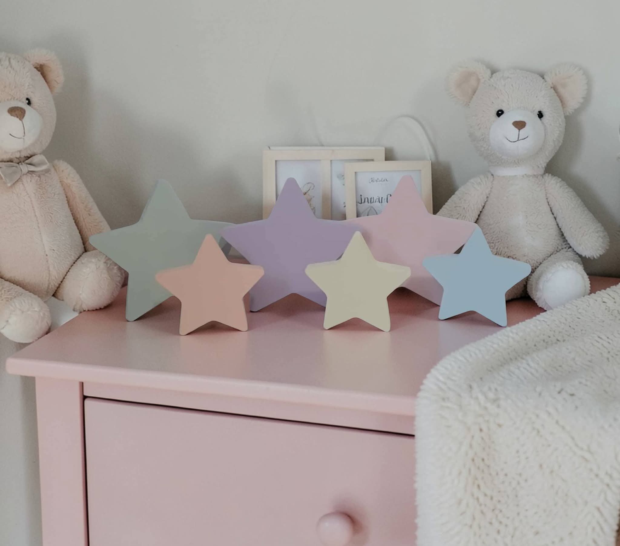 Estrelas de mdf 6 unidades decoração de festa e quarto infantil e