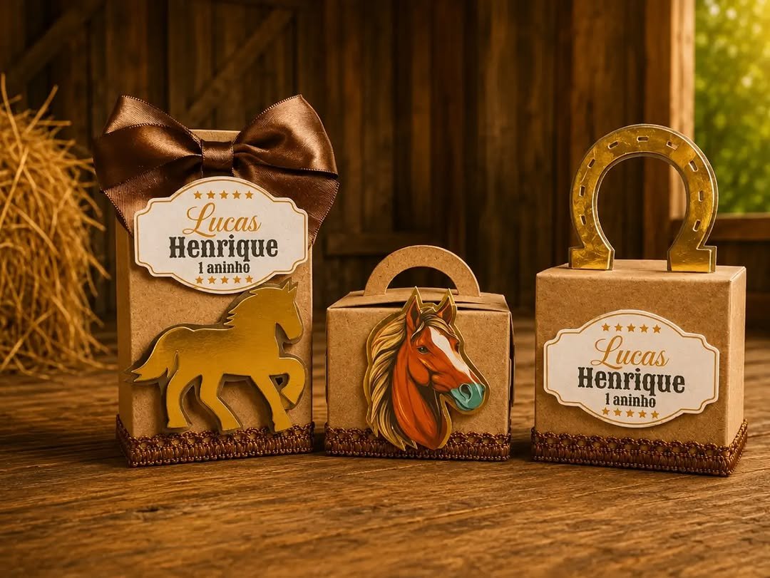 Kit caixas personalizadas tema cavalos