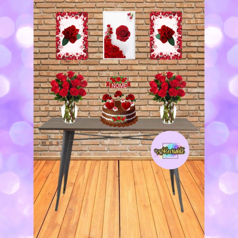 Kit festa Só um bolinho Luxo Rosas Vermelhas.