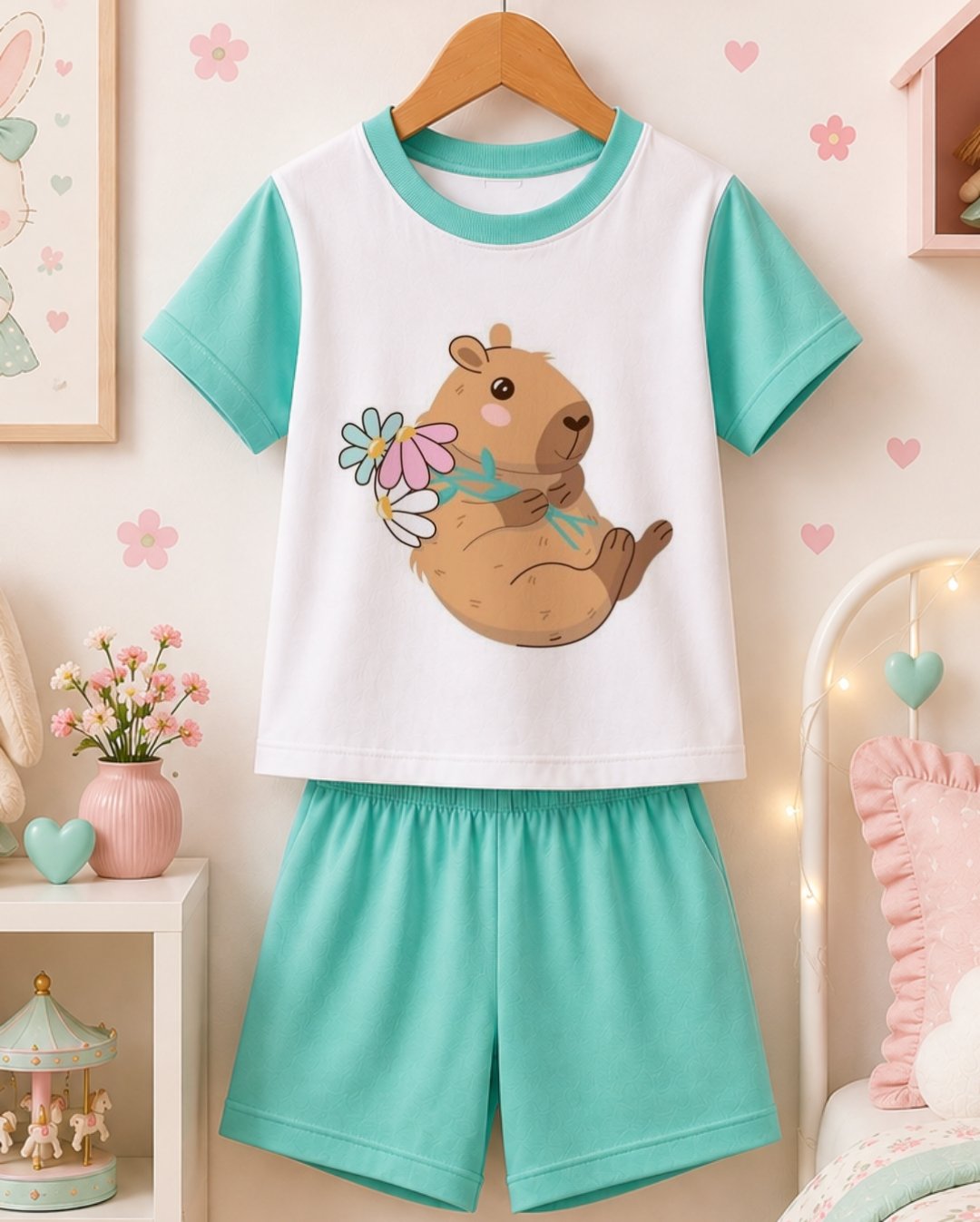 Pijama infantil capivara personalizado para as menina