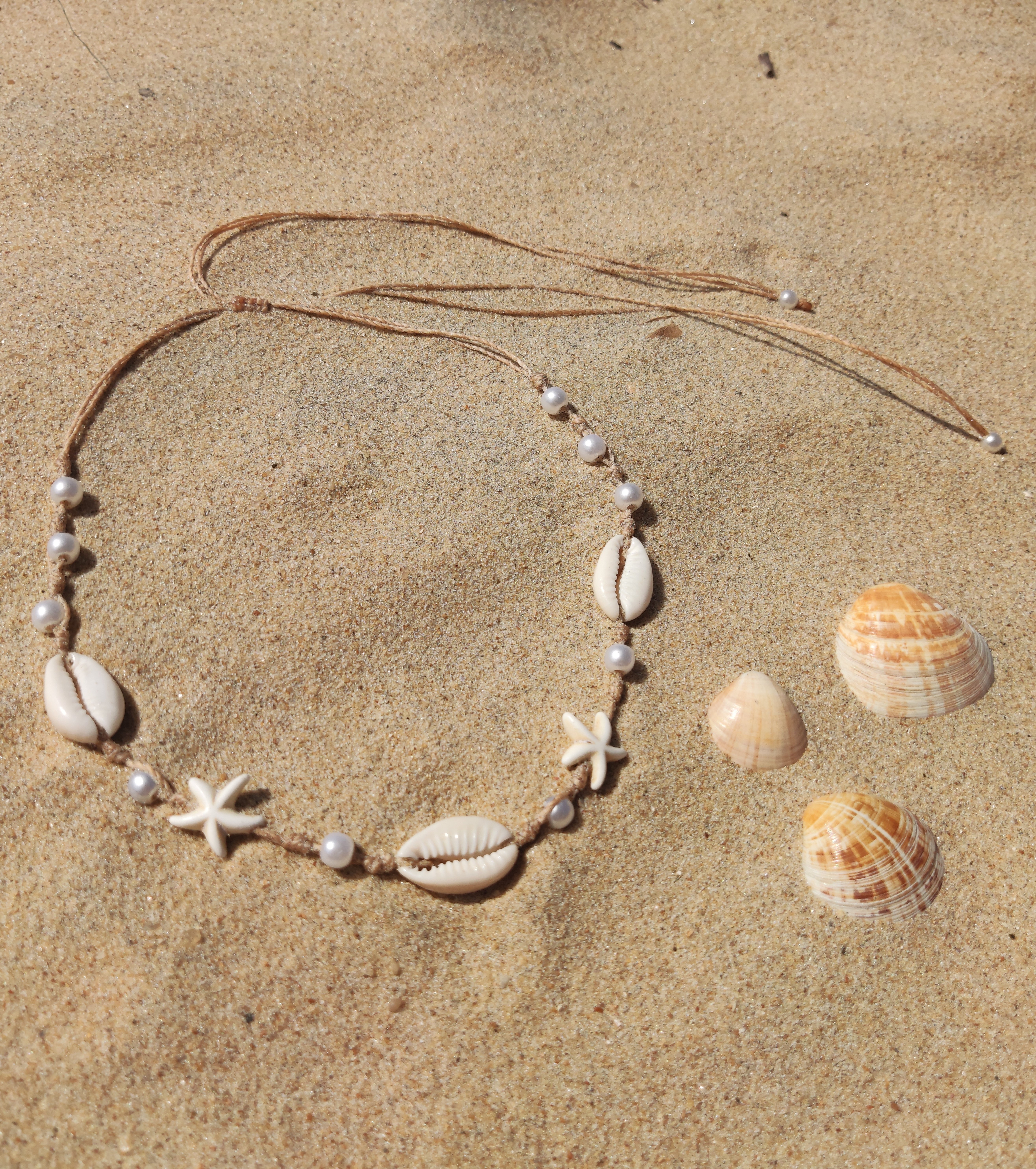 Colar de Estrelas Pérolas Regulável Feminino Moda Praia Verão