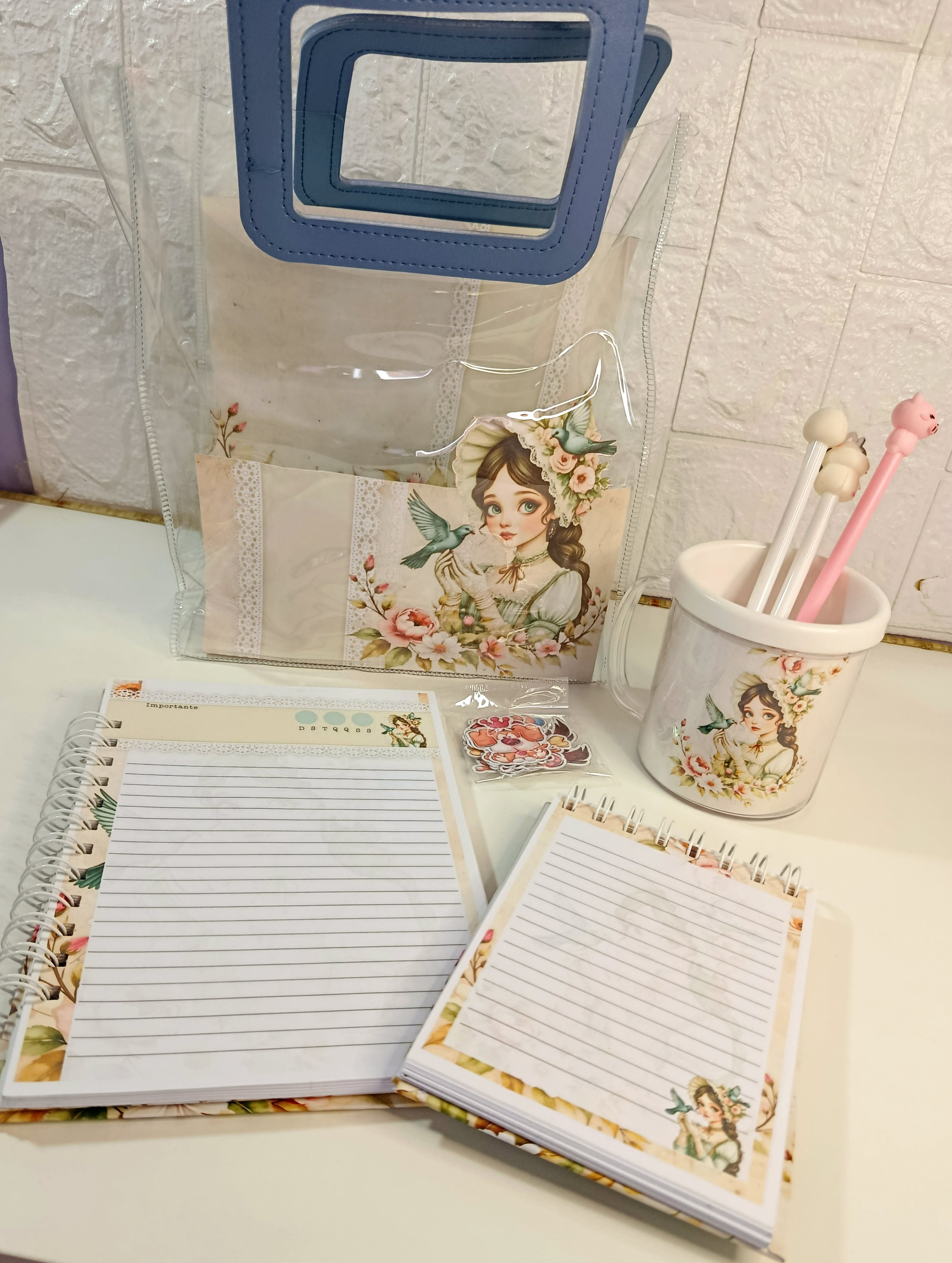 Kit de papelaria Bloquinho A6 + Caderno A5 Presente Criativo