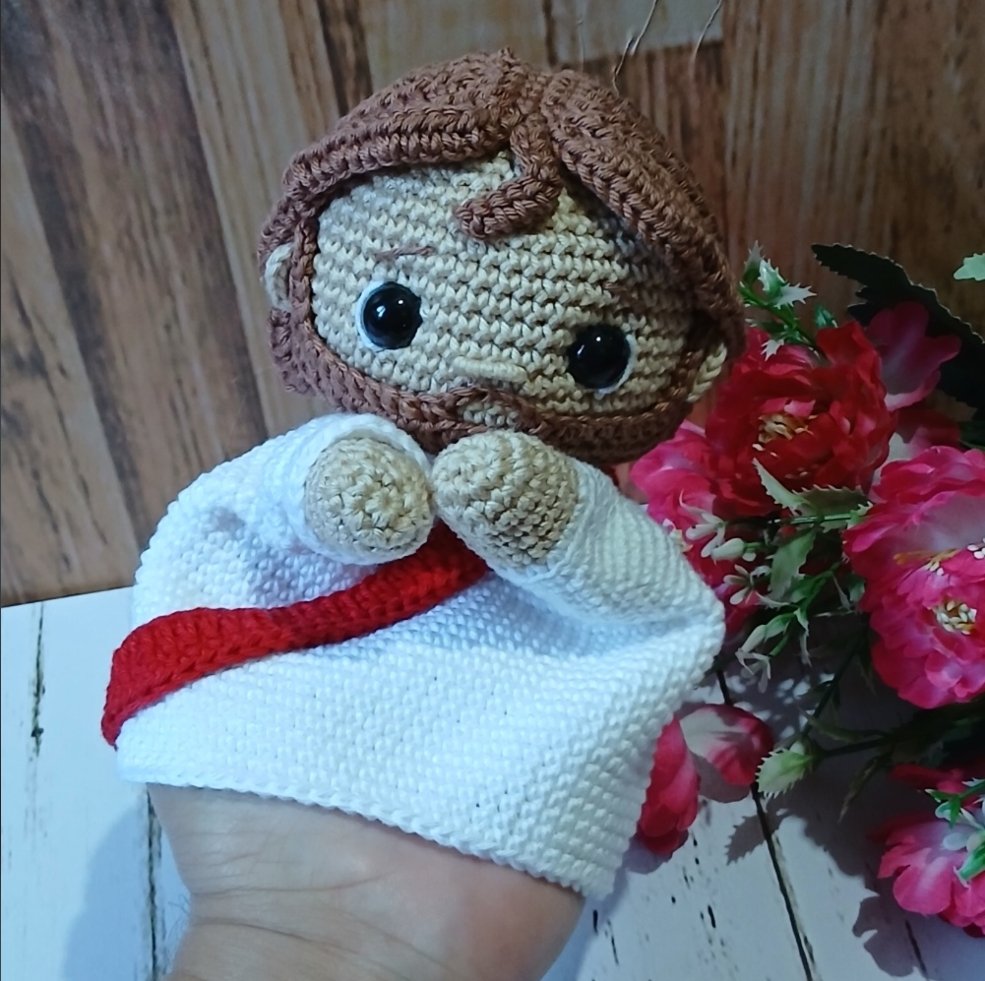 Fantoche de Jesus Amigurumi  16cm - Pronta Entrega