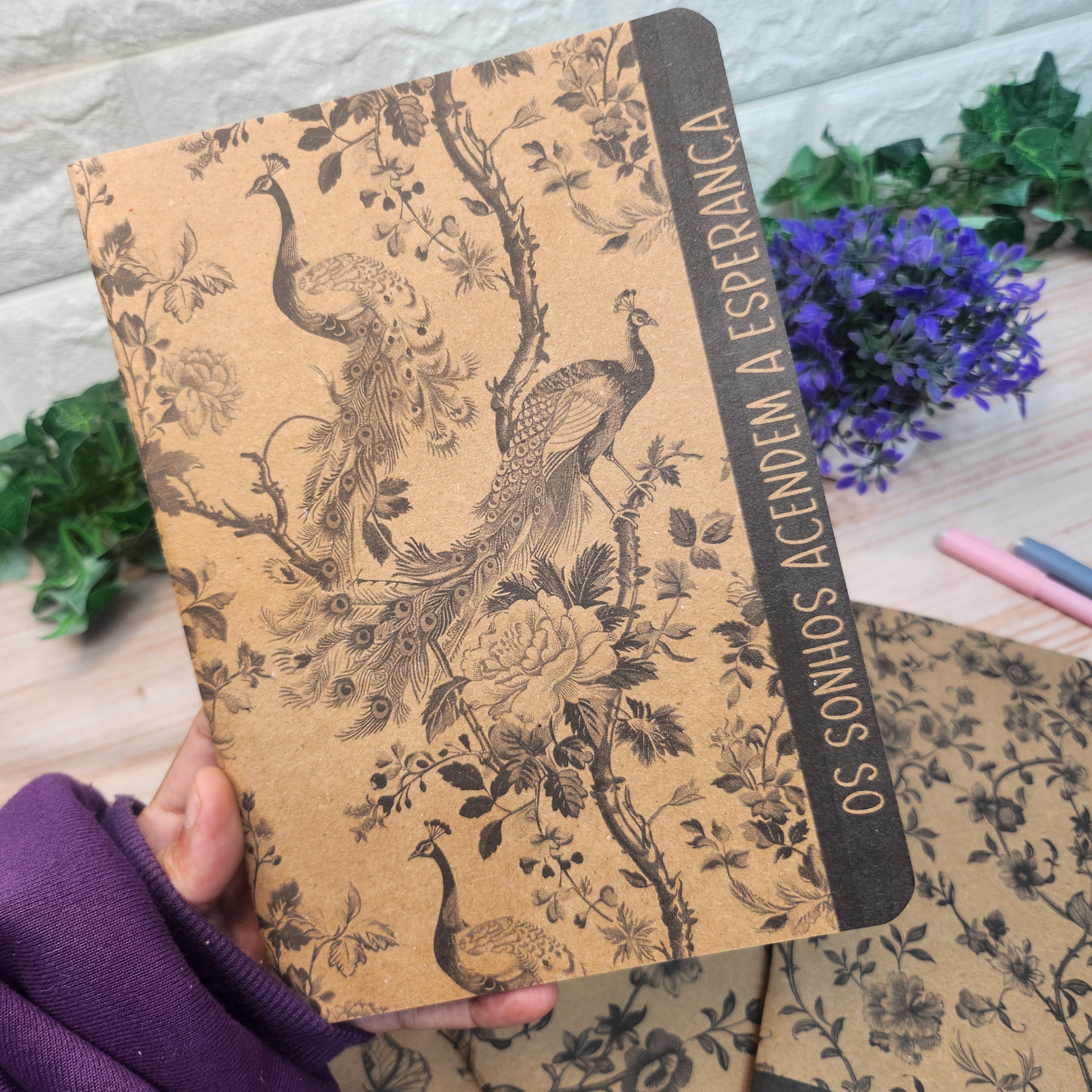Caderno Midori Kraft Floral Kit 4 unidades l A5 Midori l Anotaçõe