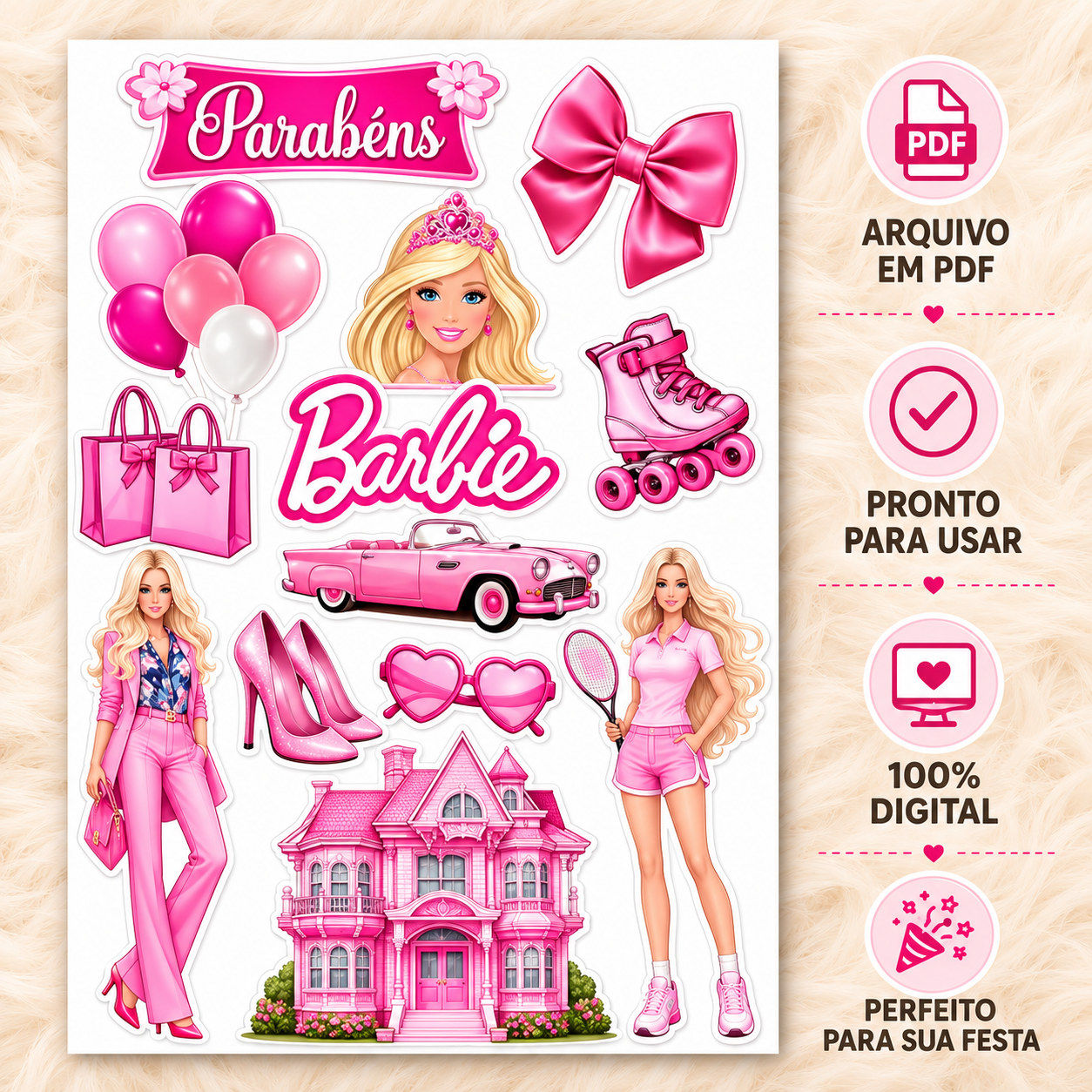 Topo de Bolo da Barbie Arquivo PDF