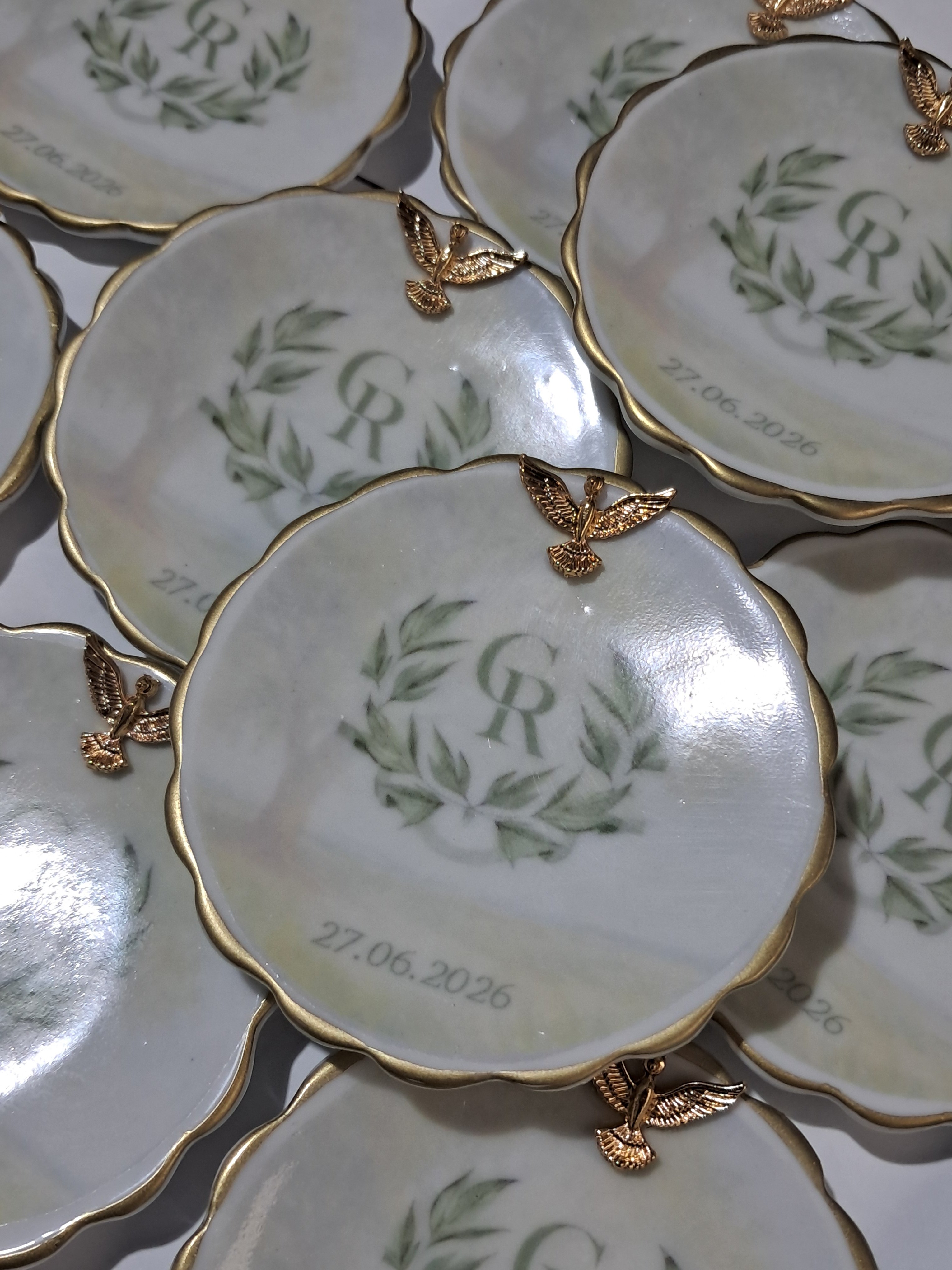 Lembrança casamento joia do dia em porcelana personalizado