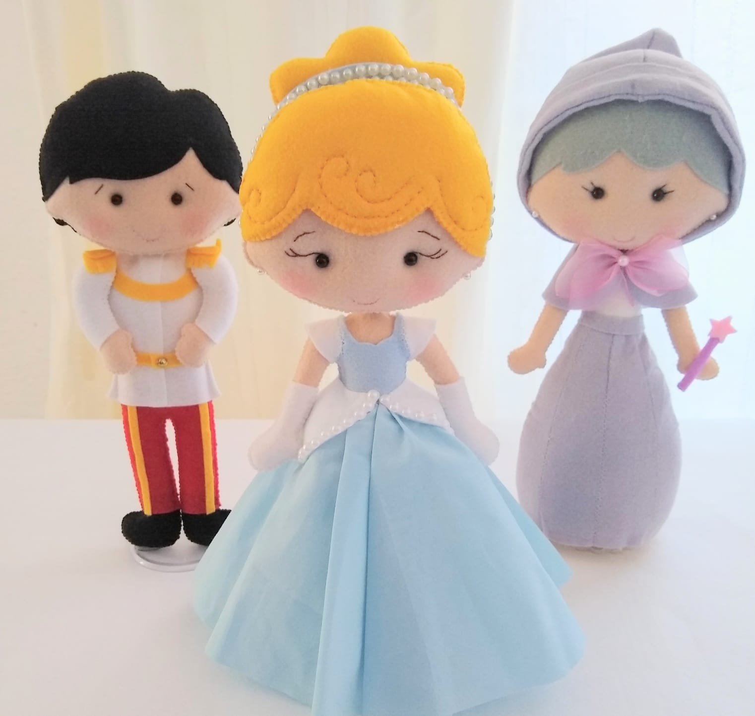 Kit Cinderela em Feltro – Trio de Personagens (Cinderela, Príncip