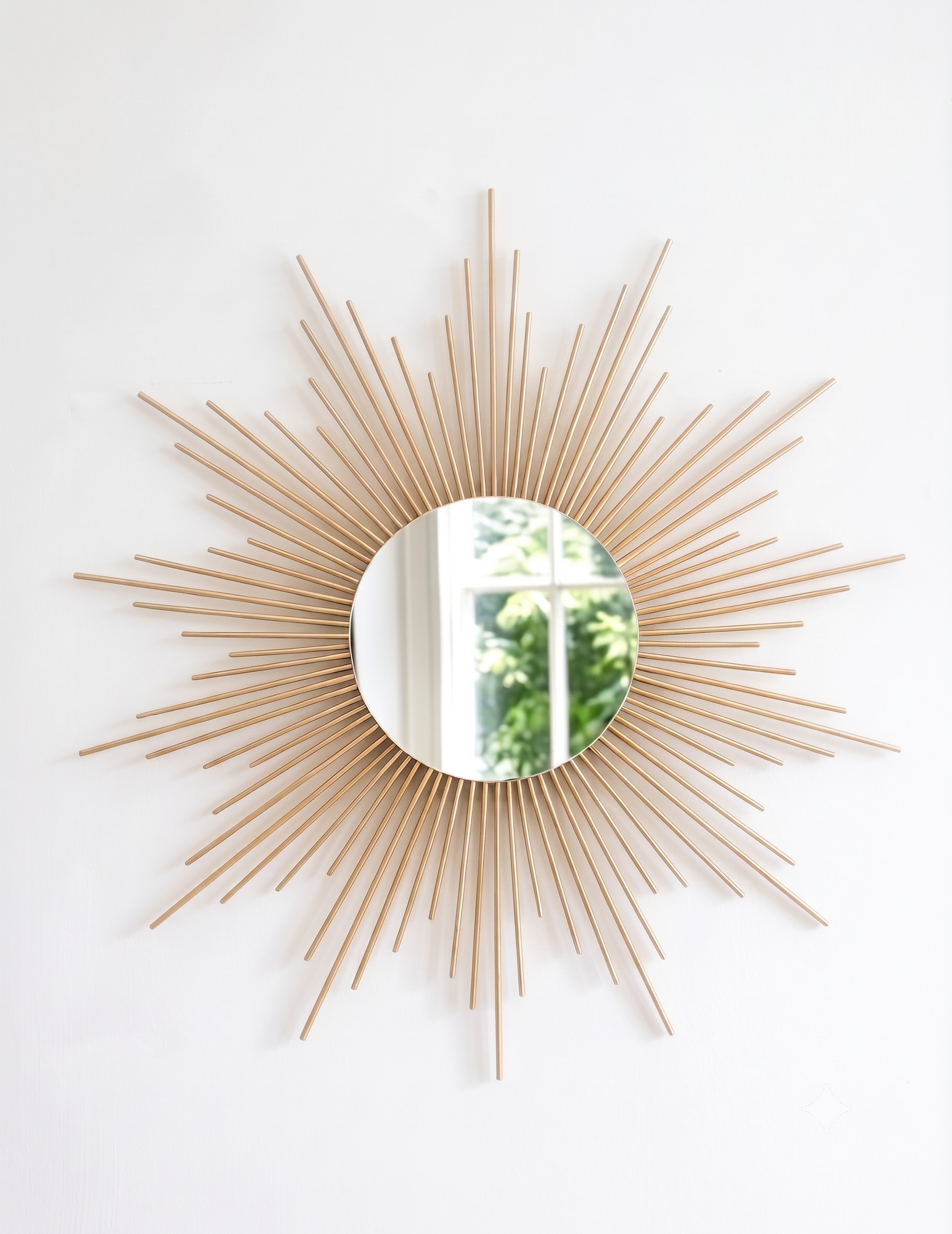 Espelho Redondo Sol Decorativo em Madeira Bambu 70cm