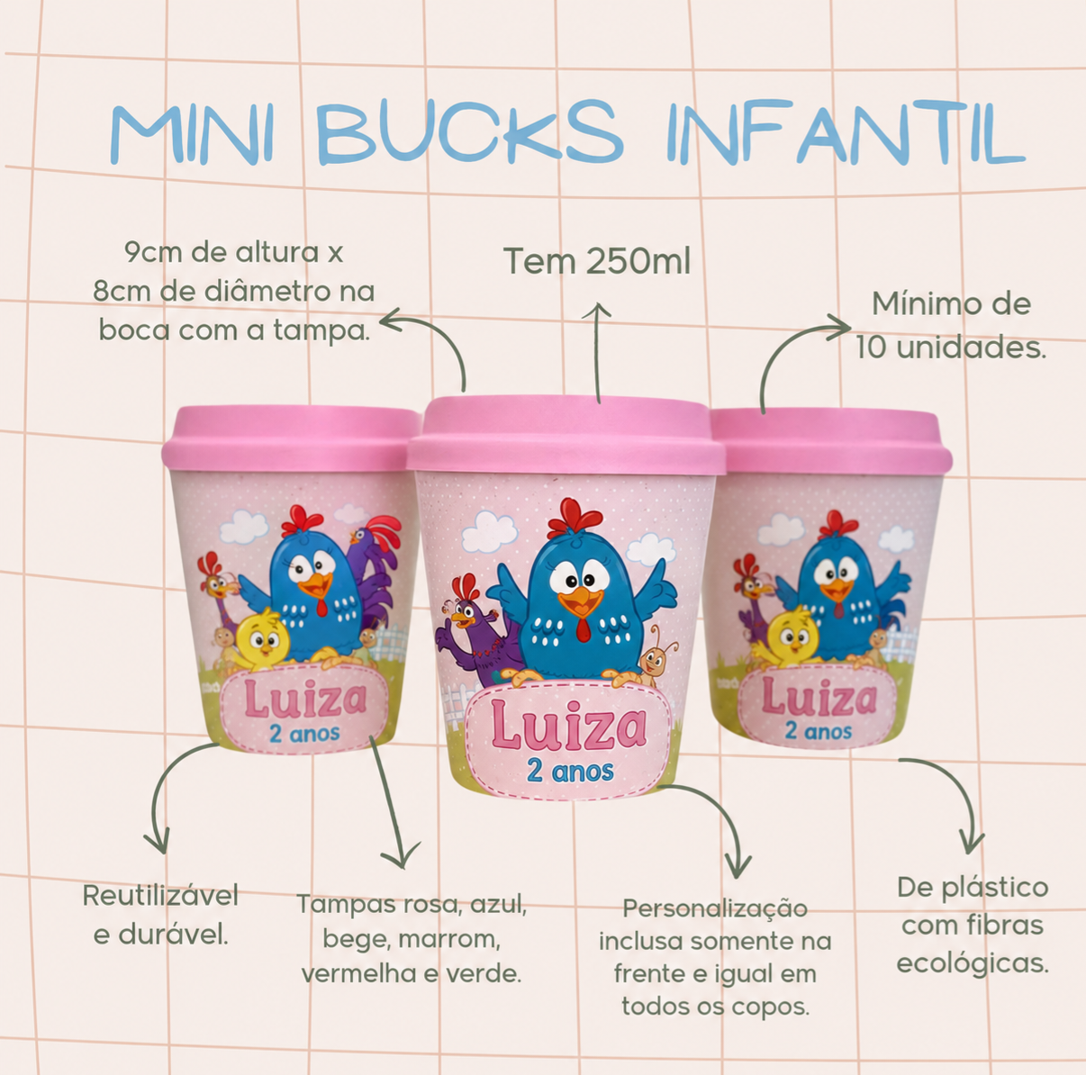 Copo bucks personagens 250ml