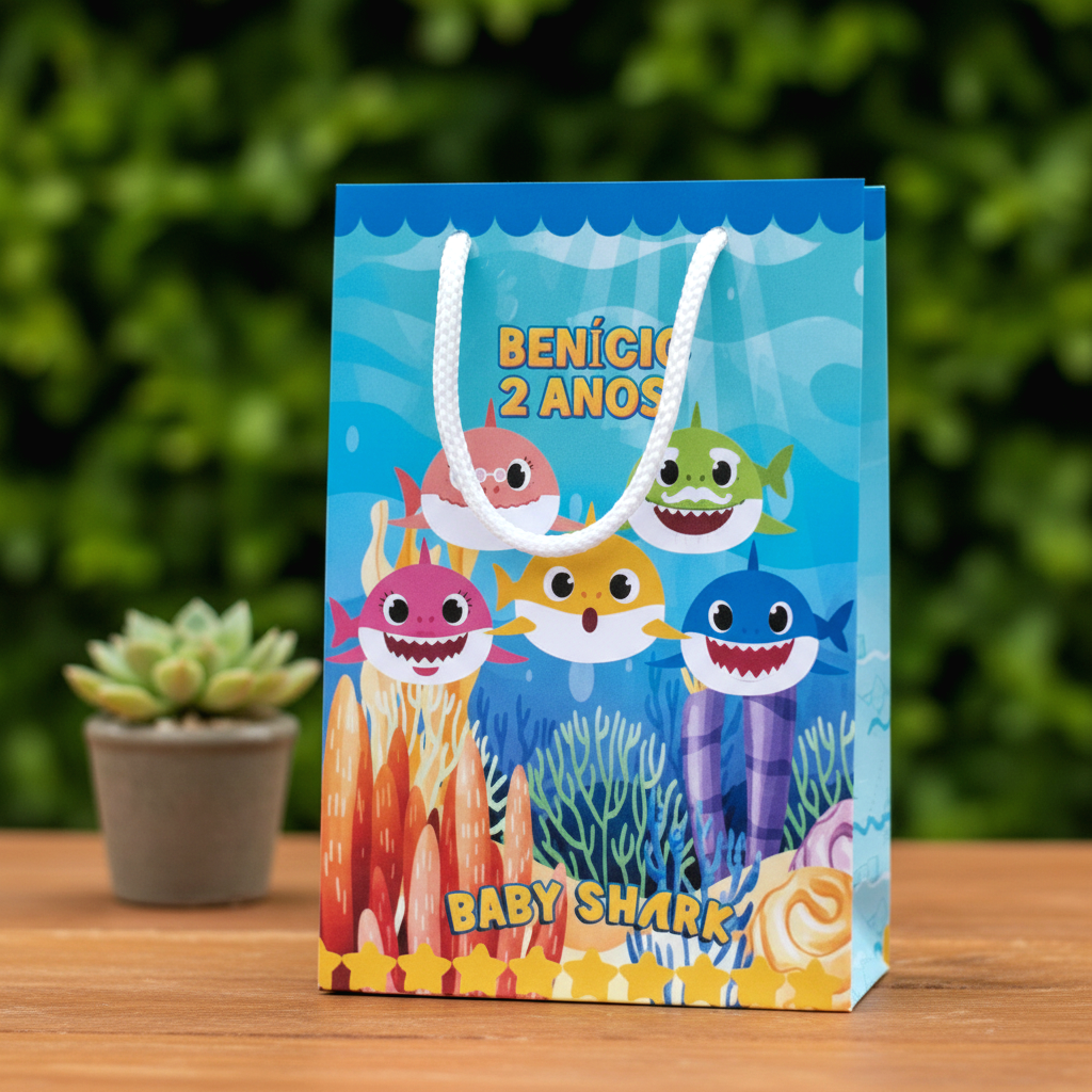 Sacolinha Personalizada Lembrancinha BABY SHARK