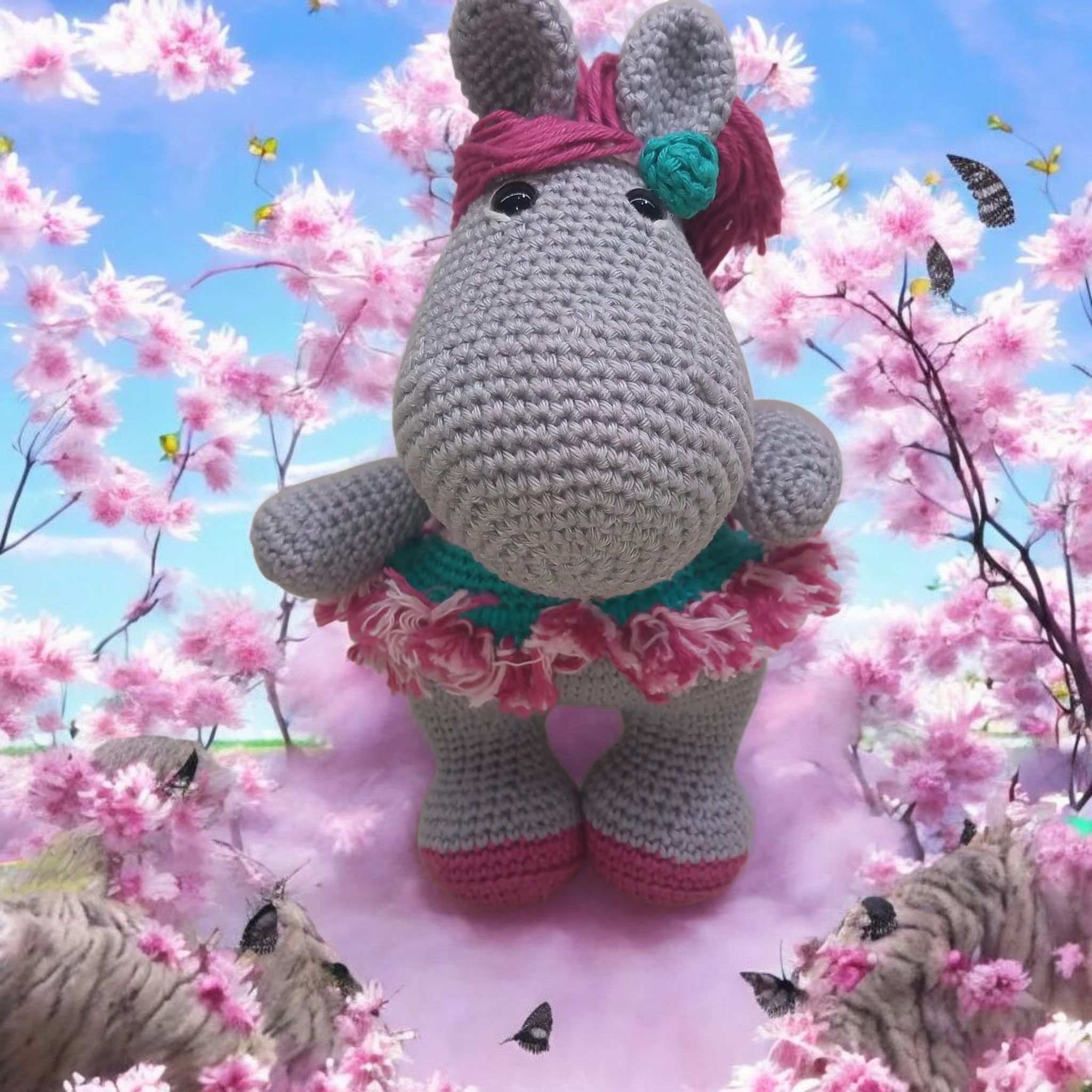 Bubsleta a Potra Borboleta de Crochê Amigurumi - Pronta Entrega