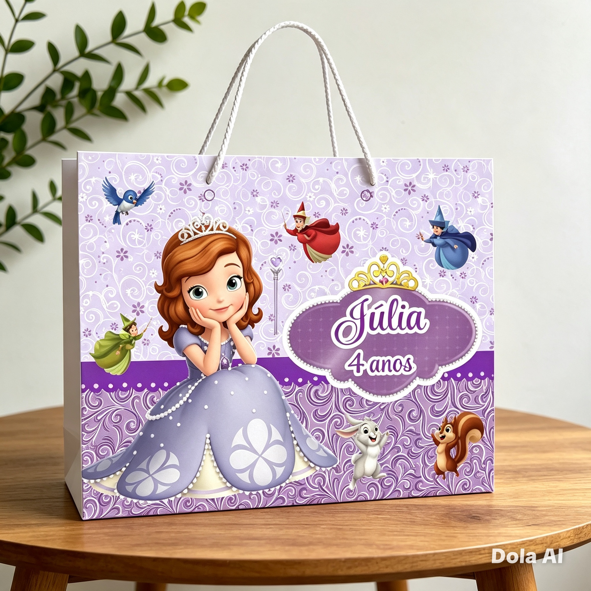 SACOLINHA PERSONALIZADA PARA FESTA PRINCESA SOFIA. PEGUE E MONTE.