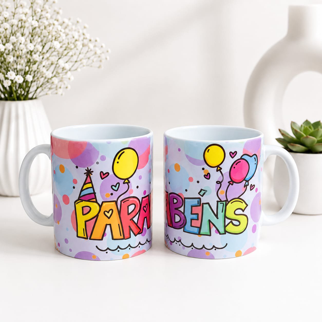 Caneca De Porcelana Personalizada Parabéns