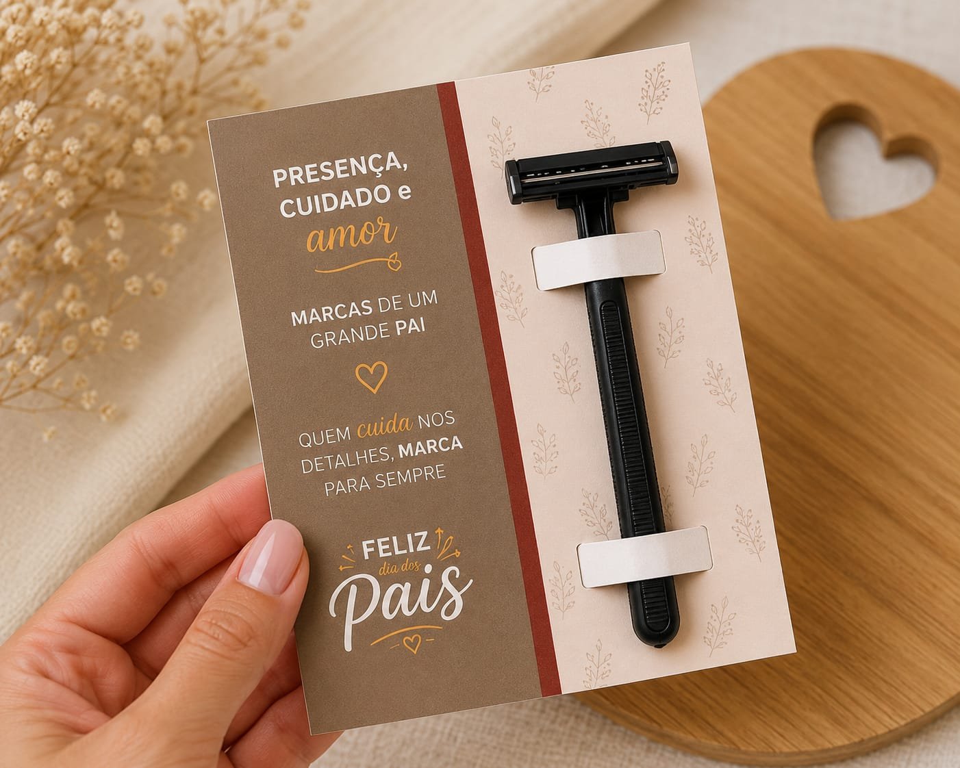 Card com gilete dia dos pais - lembrancinha