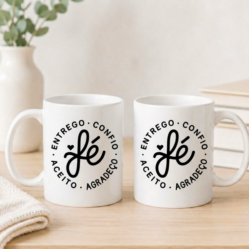 Caneca De Porcelana Personalizada Fé